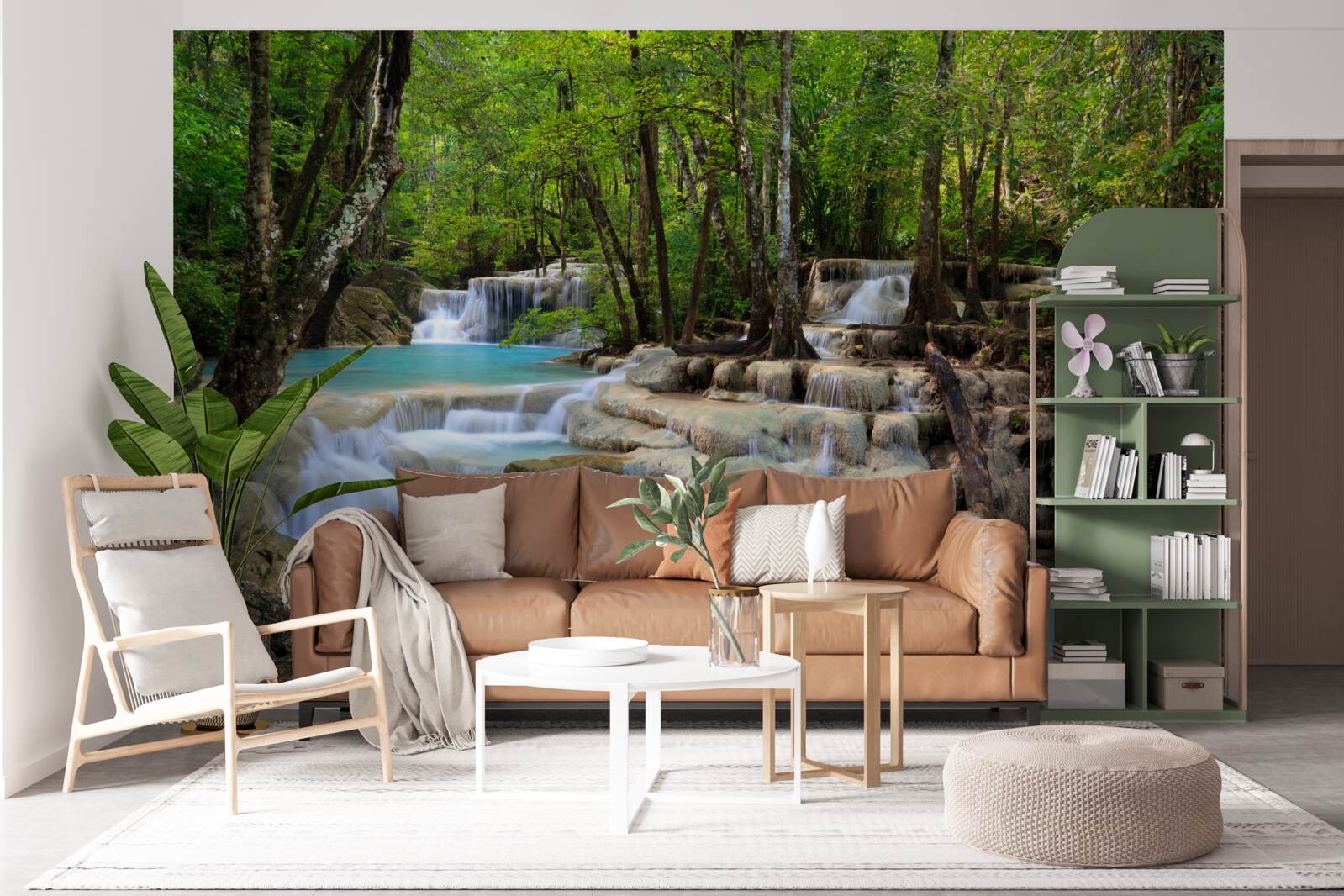 Fototapet cascade care cad într-o pădure deasă