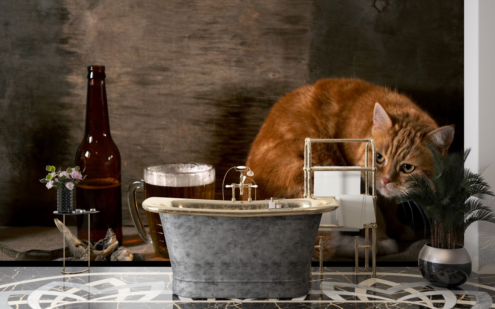 Fototapet momeală pentru animale de companie și animale marine cu blană roșie