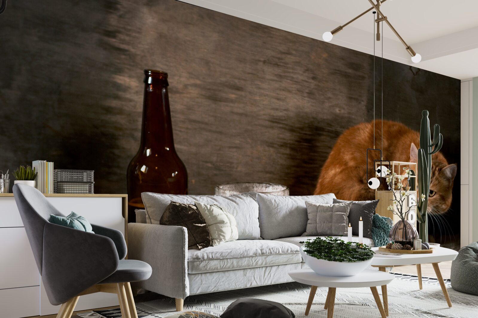 Fototapet momeală pentru animale de companie și animale marine cu blană roșie