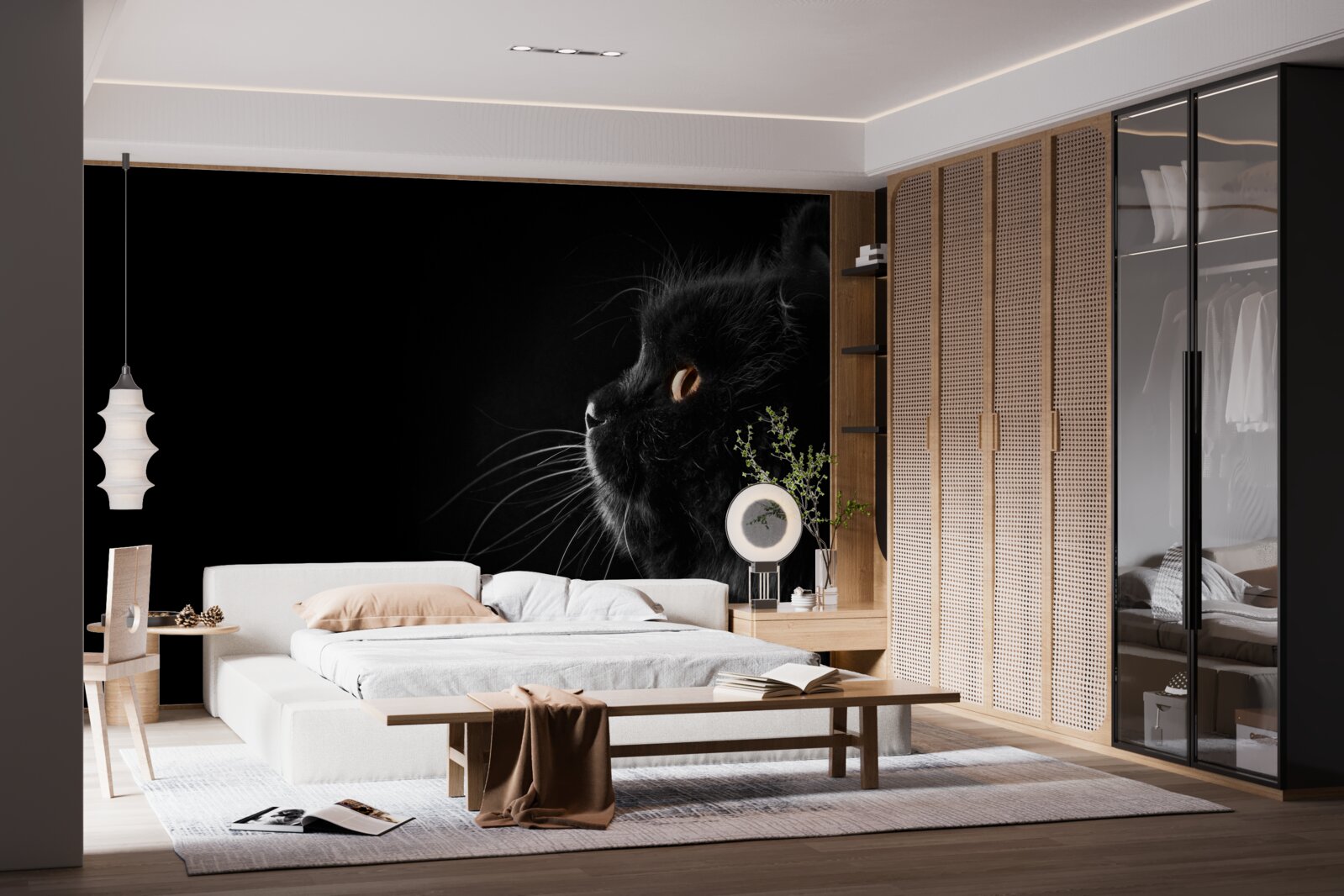 Fototapet pisică neagră cu ochi aurii