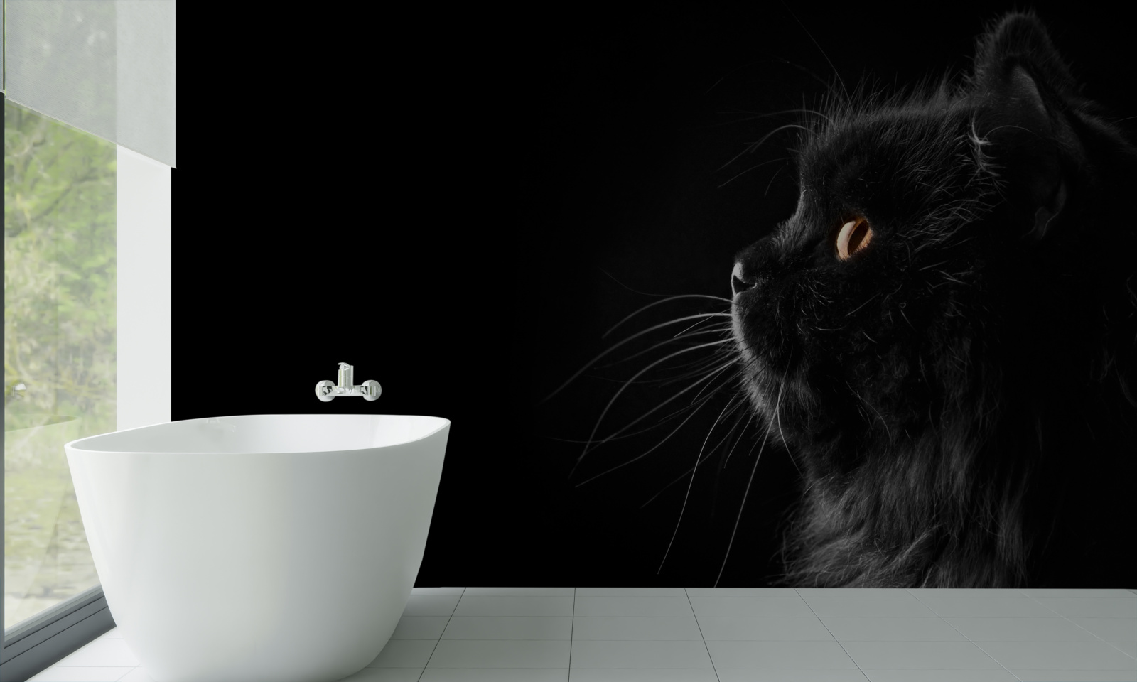 Fototapet pisică neagră cu ochi aurii