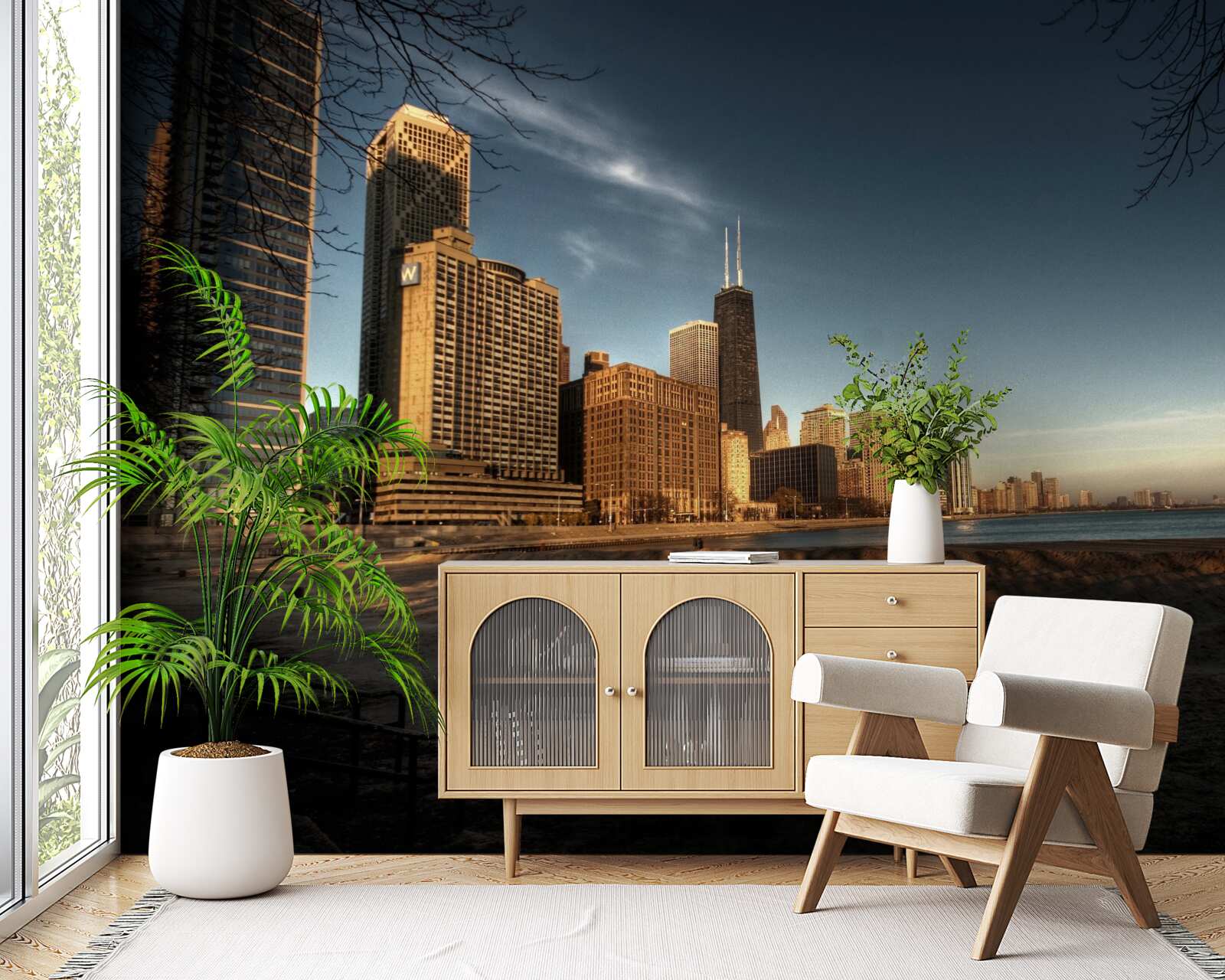 Fototapet amurgul orașului chicago