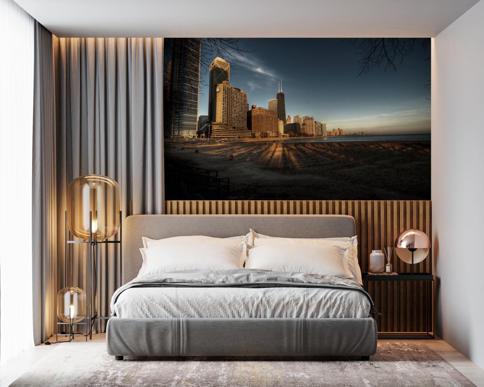 Fototapet amurgul orașului chicago