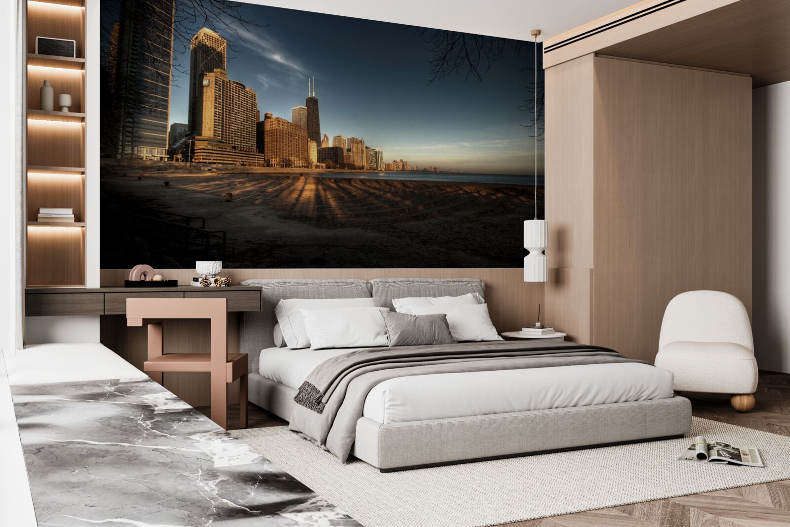 Fototapet amurgul orașului chicago