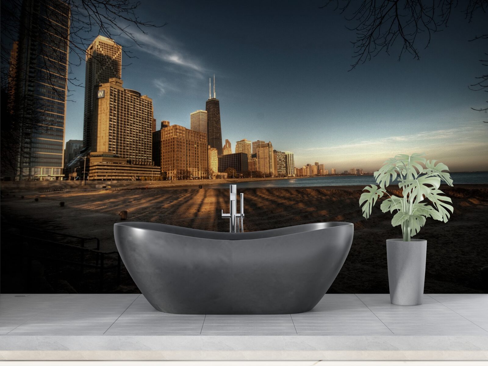 Fototapet amurgul orașului chicago