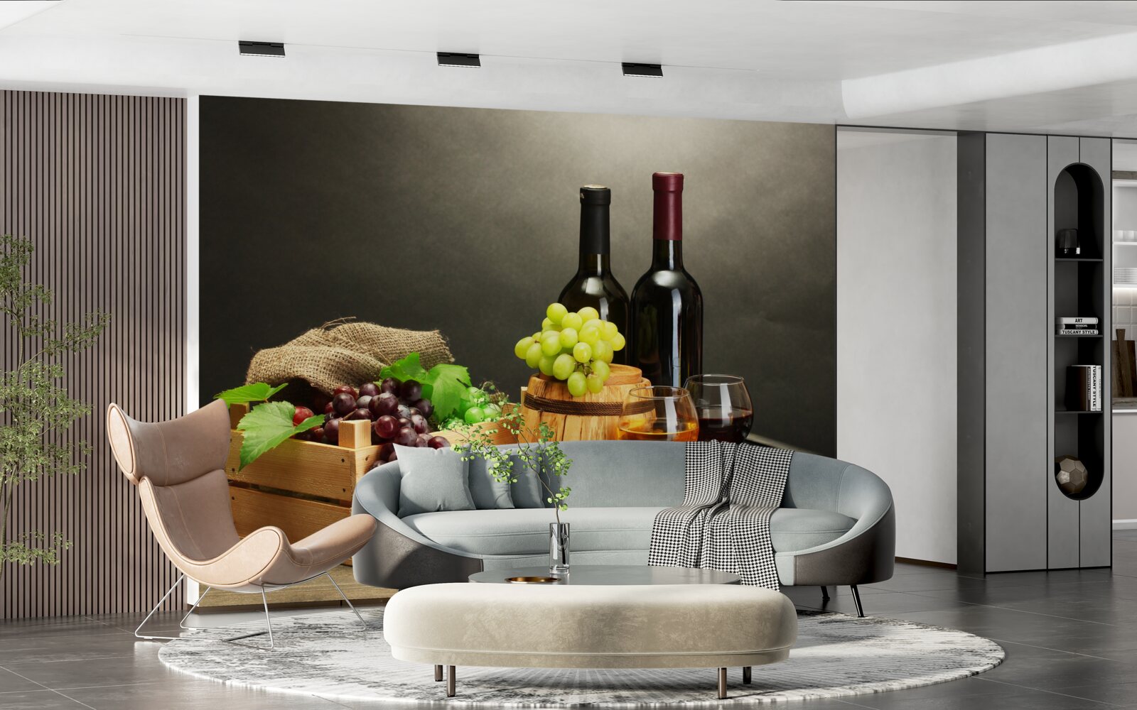 Fototapet ciorchini de struguri și un pahar de vin