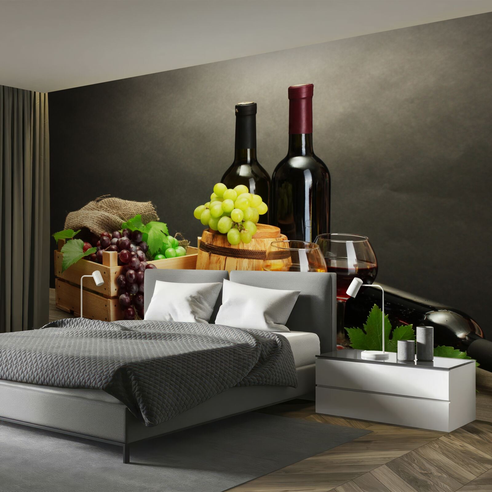 Fototapet ciorchini de struguri și un pahar de vin