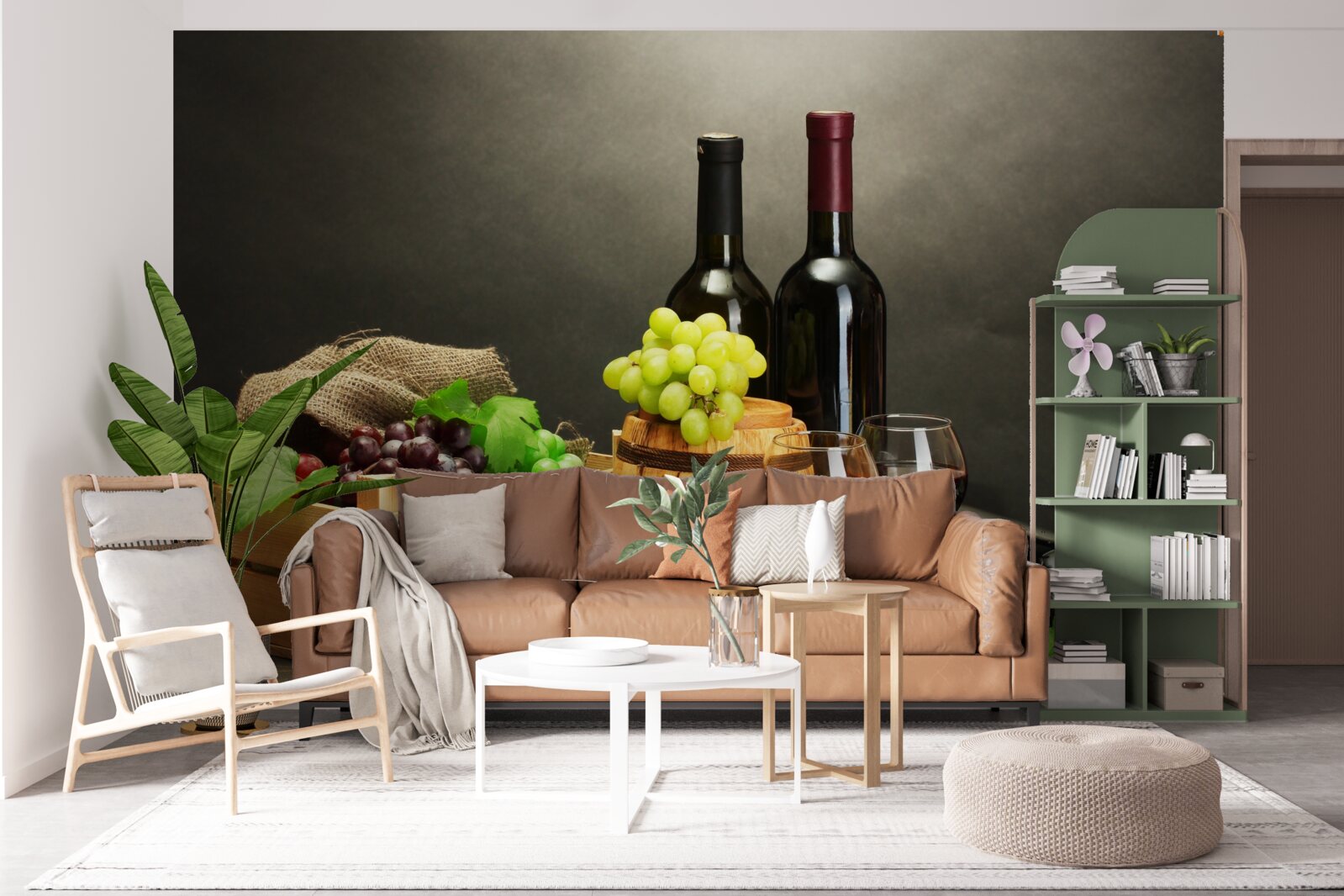 Fototapet ciorchini de struguri și un pahar de vin