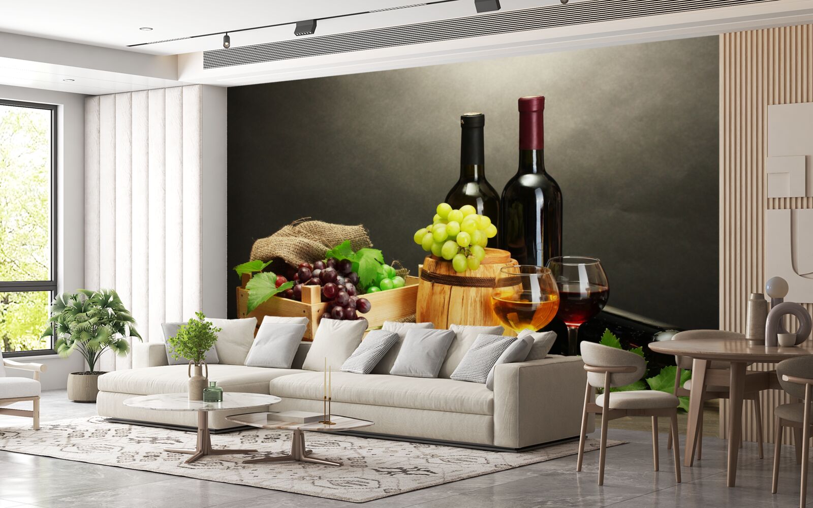 Fototapet ciorchini de struguri și un pahar de vin