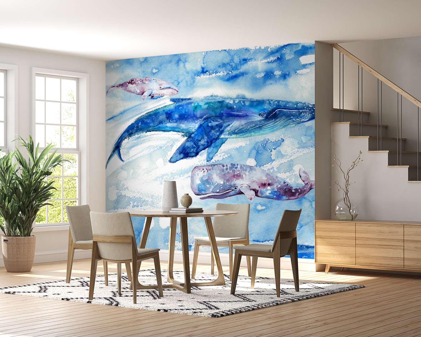 Fototapet consumul de apă al balenei albastre