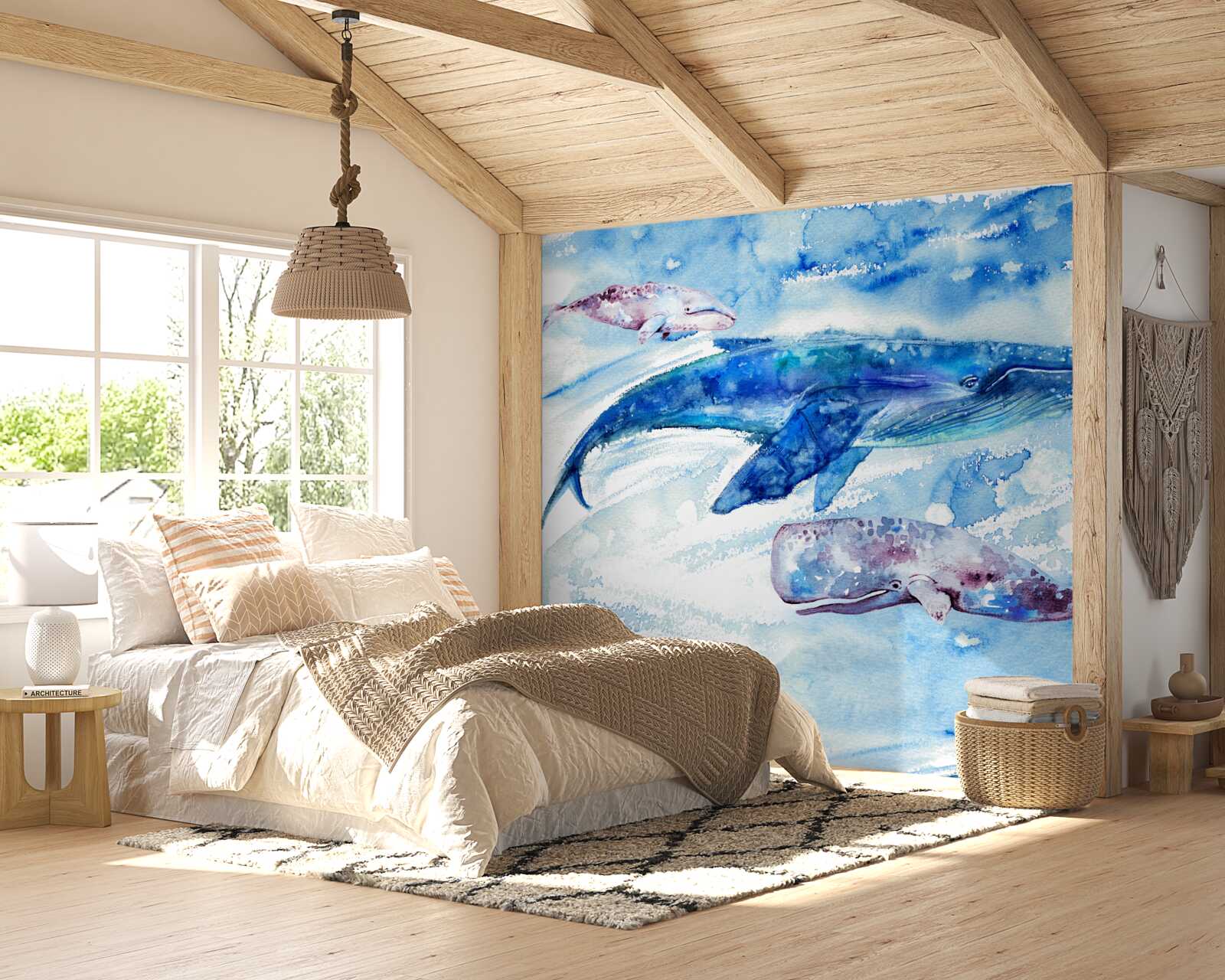 Fototapet consumul de apă al balenei albastre