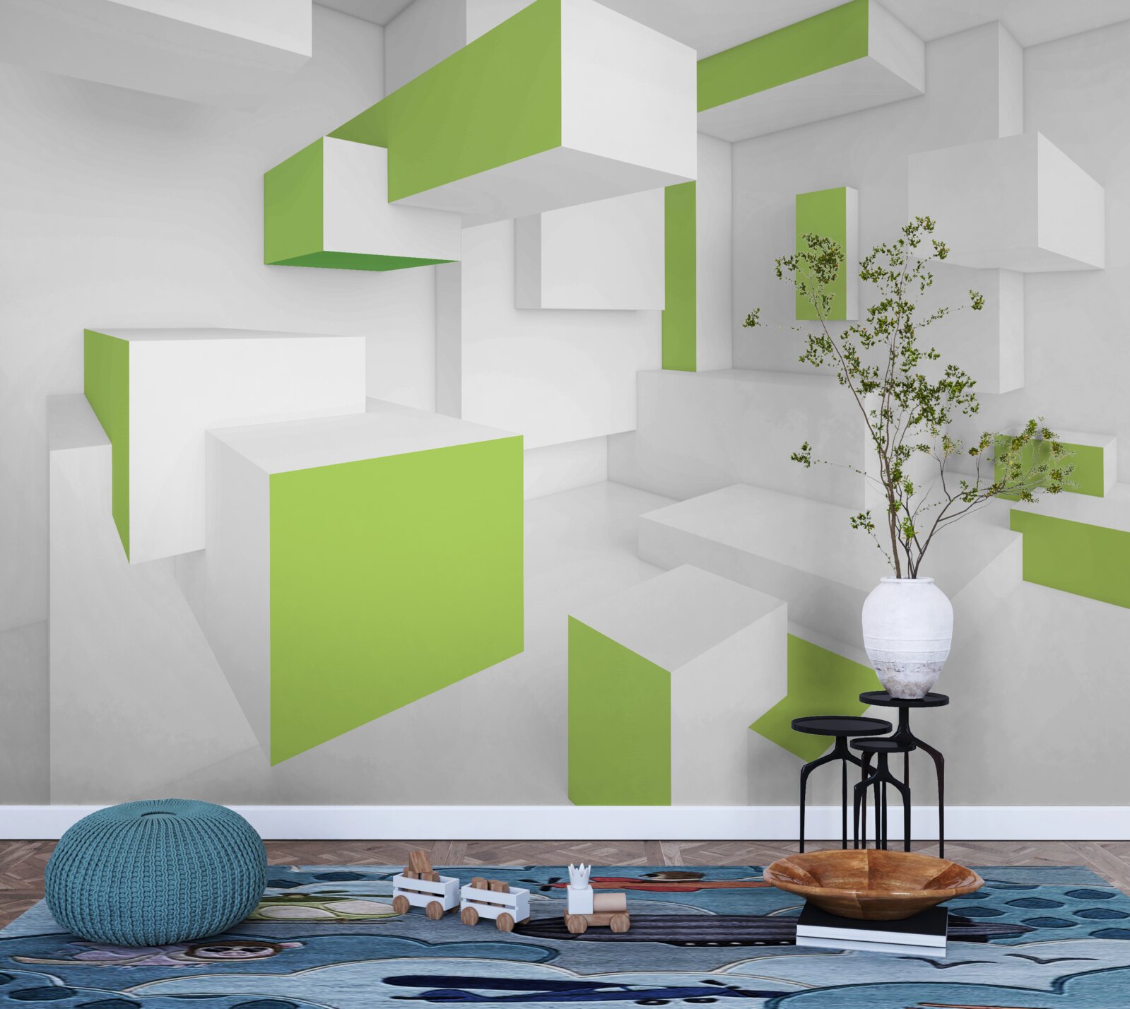 Fototapet structuri dreptunghiulare cu învelitoare verde deschis