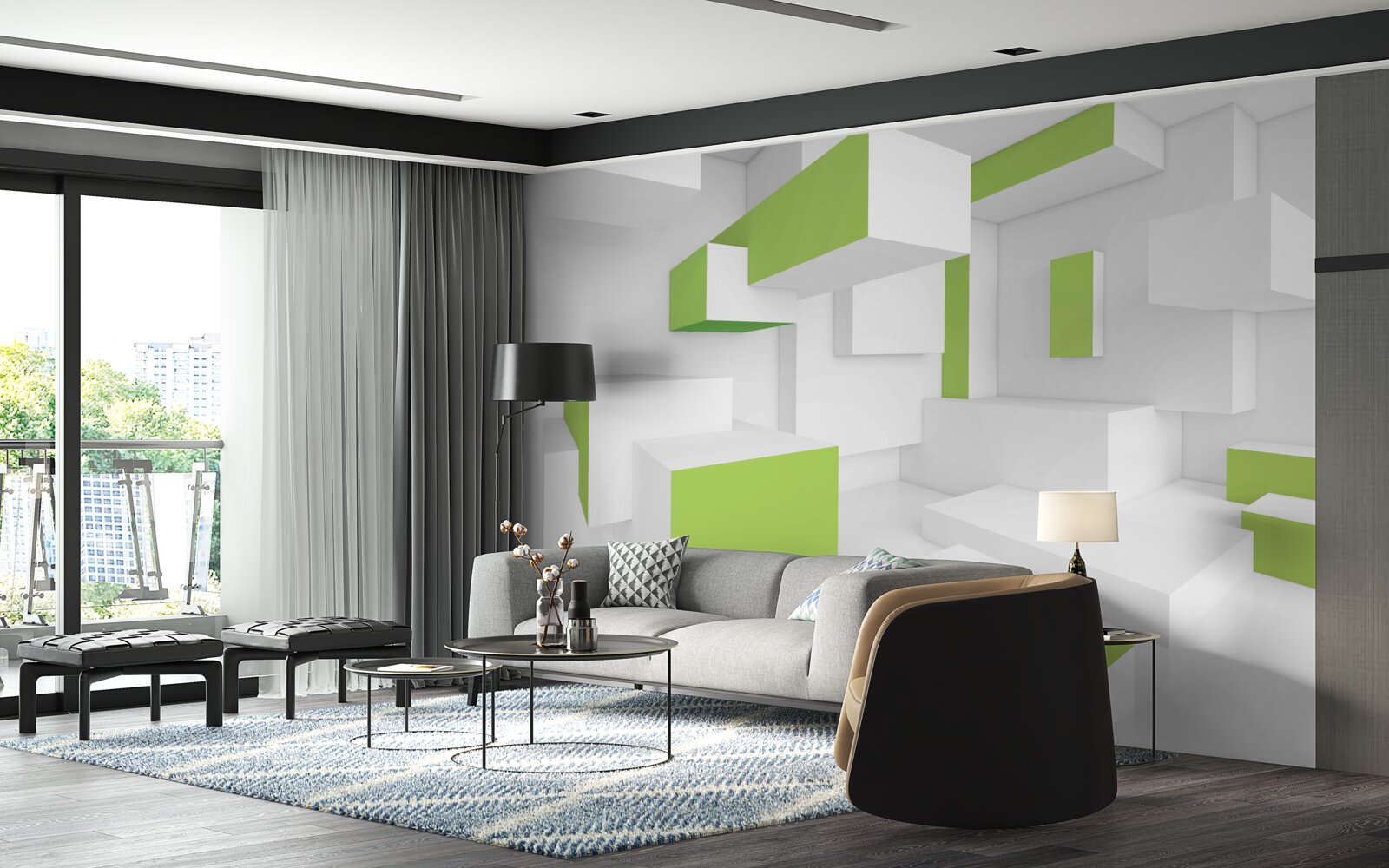 Fototapet structuri dreptunghiulare cu învelitoare verde deschis