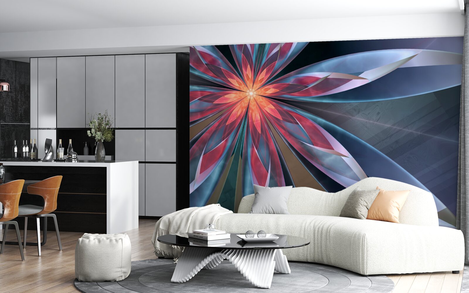 Fototapet lotus cu miez roșu