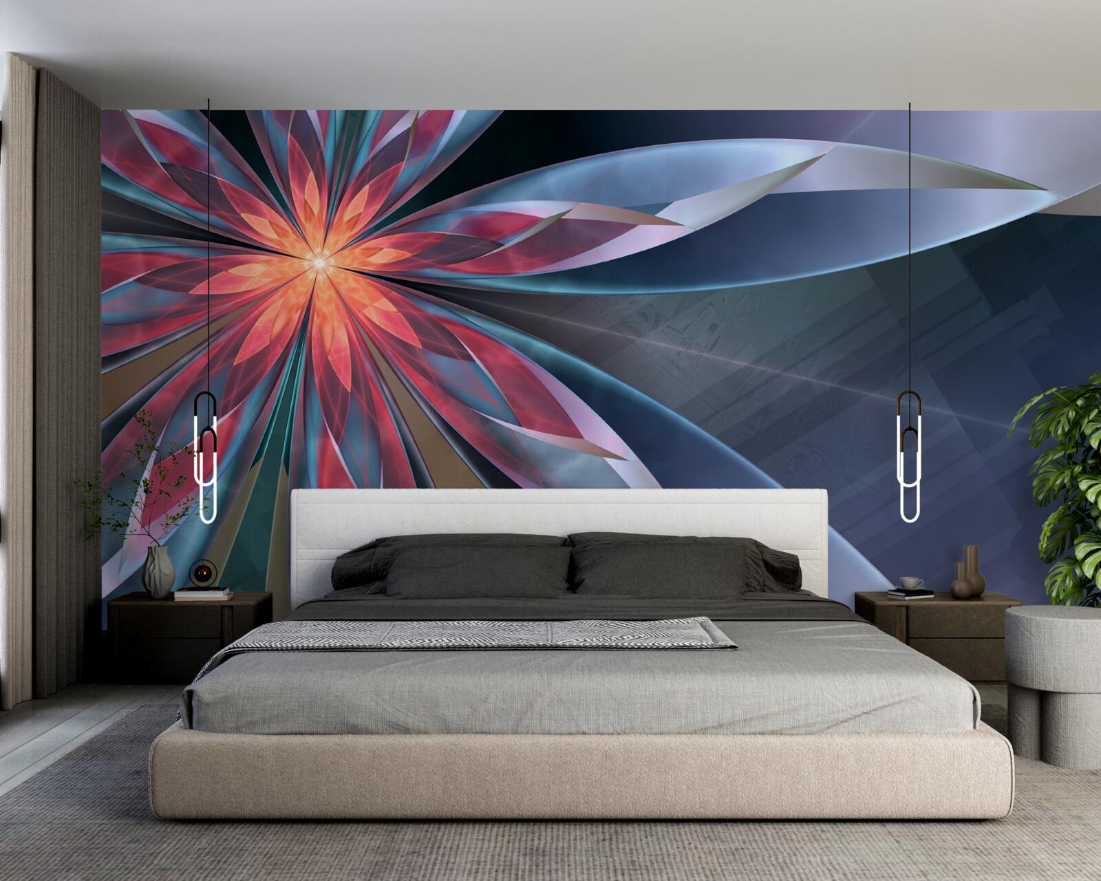 Fototapet lotus cu miez roșu