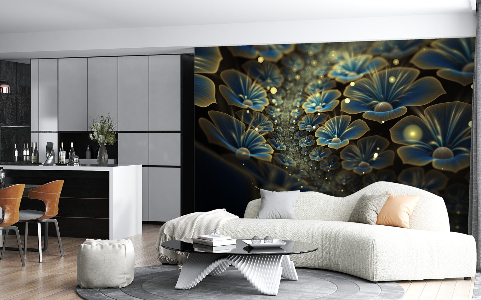 Fototapet flori neobișnuite în neon