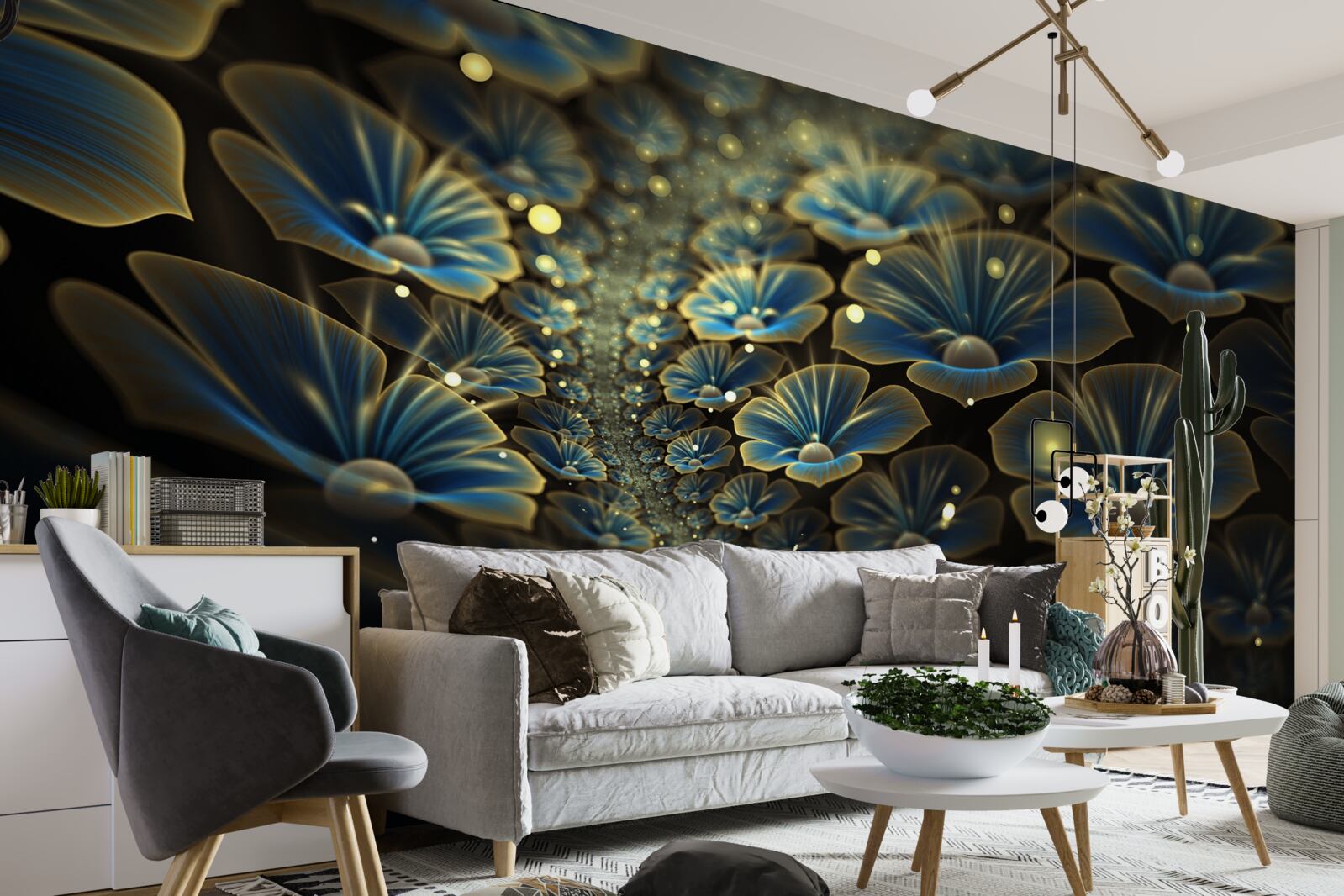 Fototapet flori neobișnuite în neon