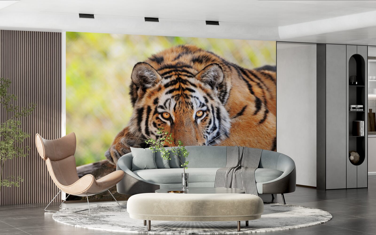 Fototapet tigru prădător prins în ambuscadă