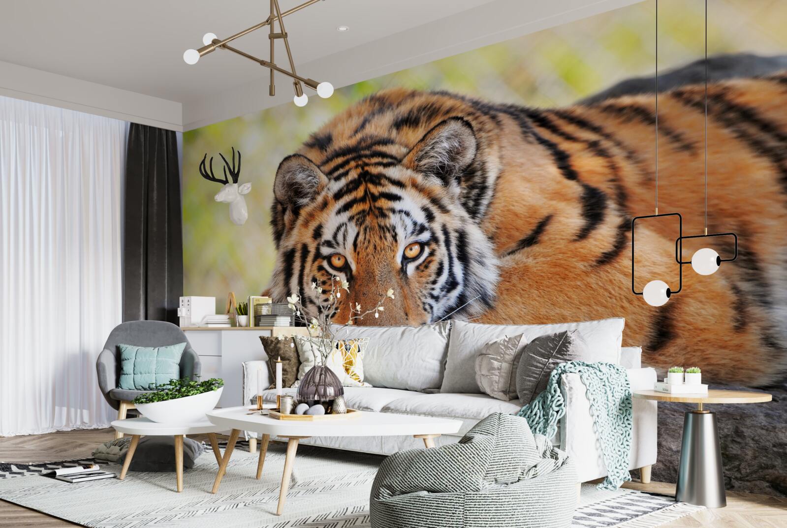 Fototapet tigru prădător prins în ambuscadă