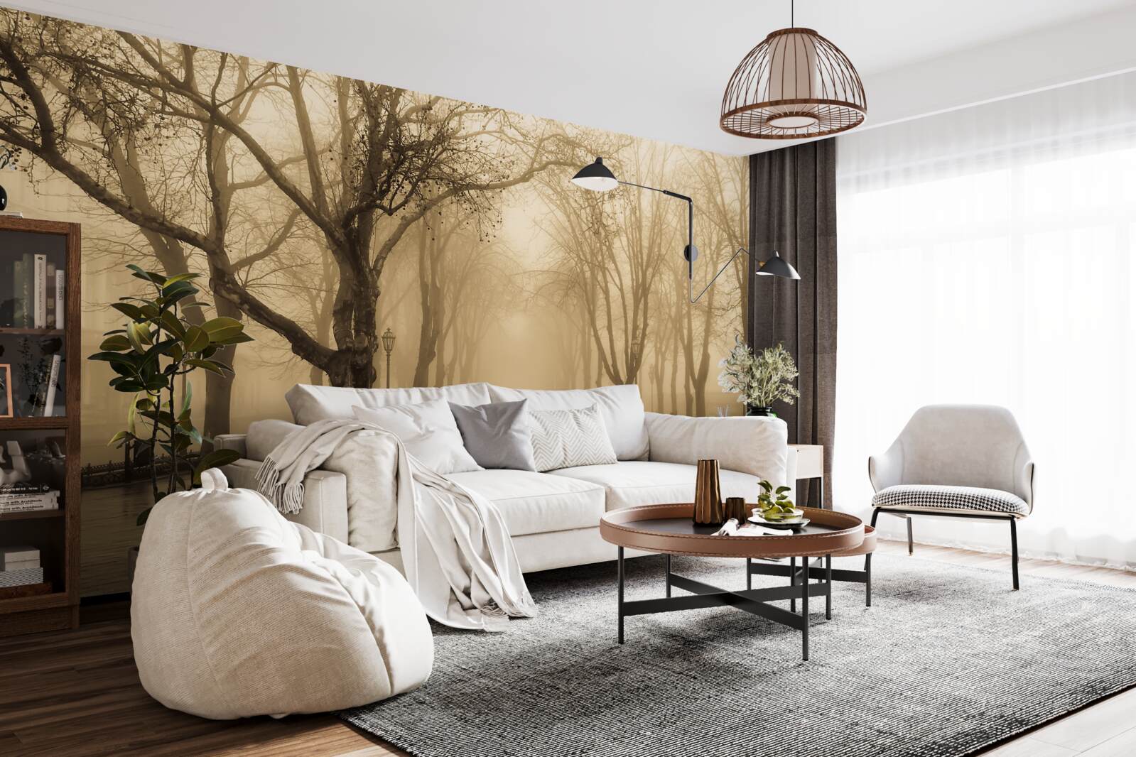 Fototapet bulevardul este plin de ploaie și ceață