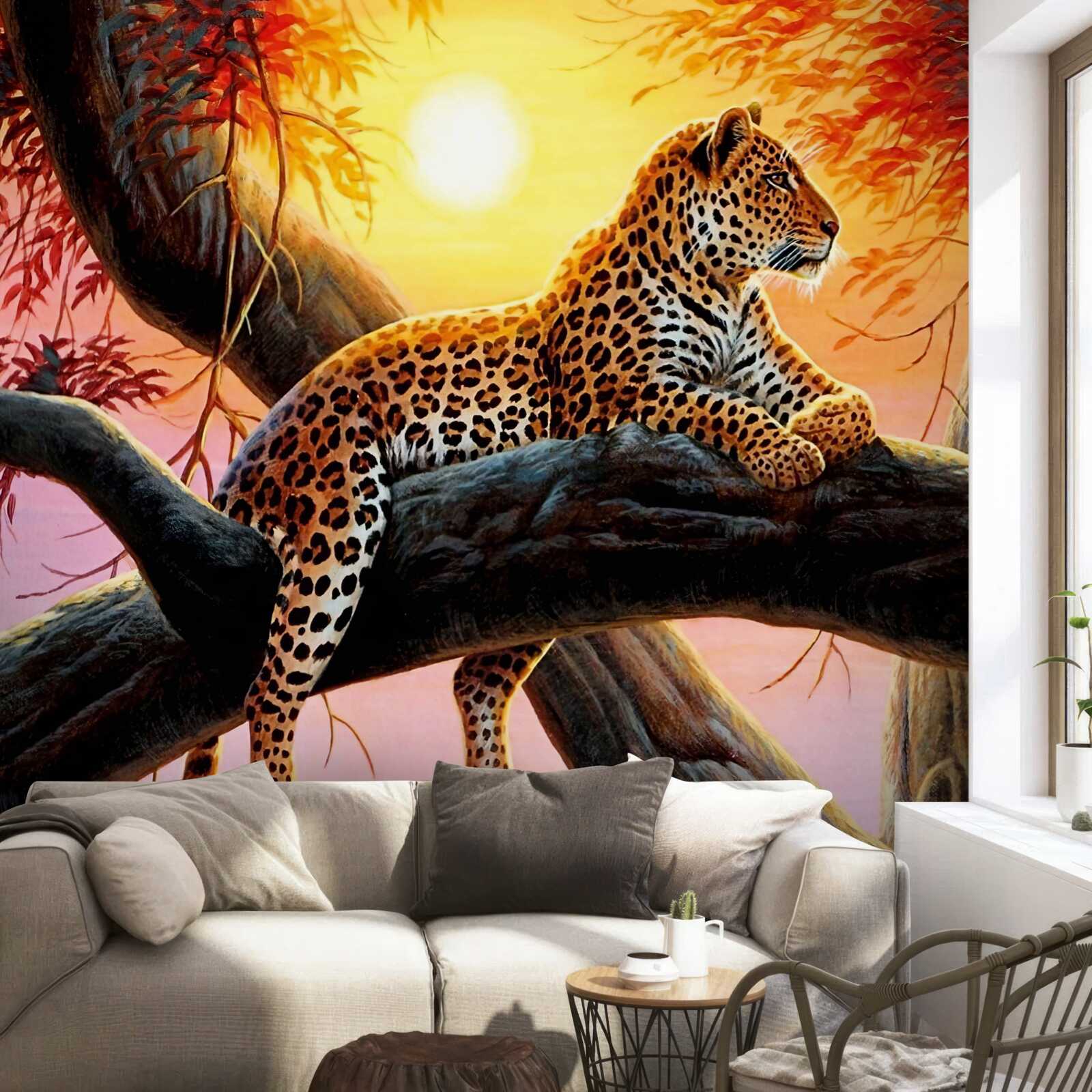 Fototapet leopardul se relaxează în zori