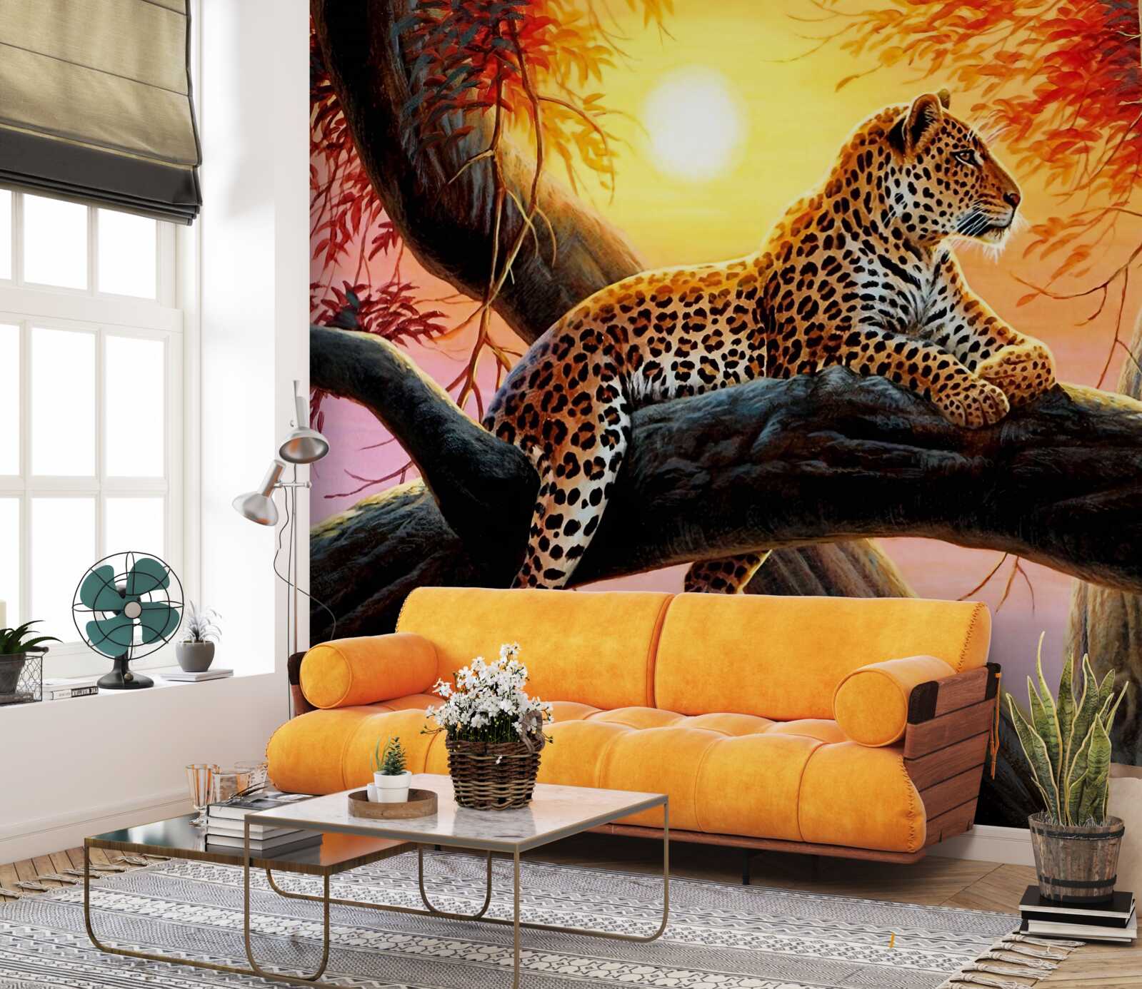 Fototapet leopardul se relaxează în zori