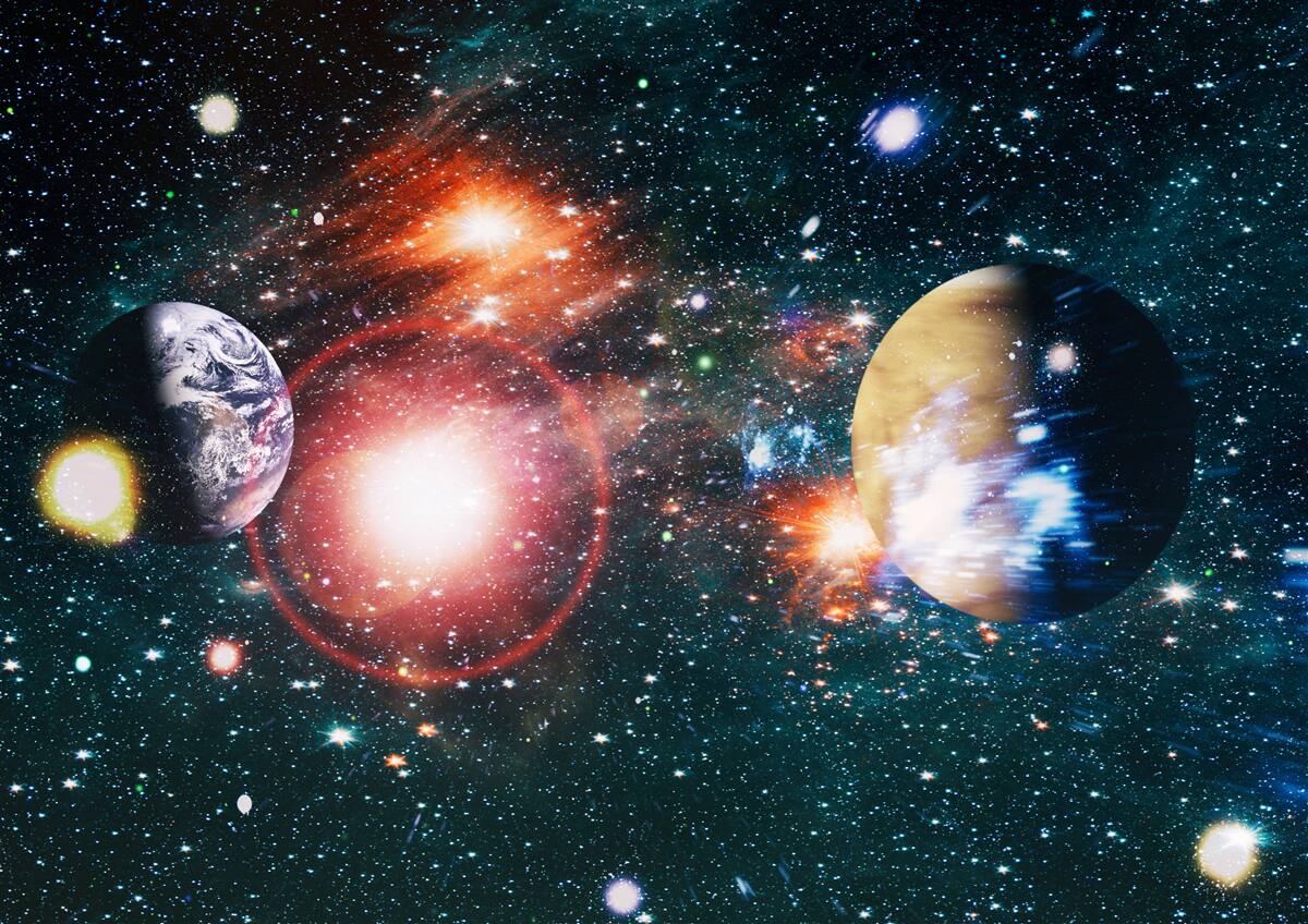 Fototapet un cer înstelat pe o noapte cețoasă