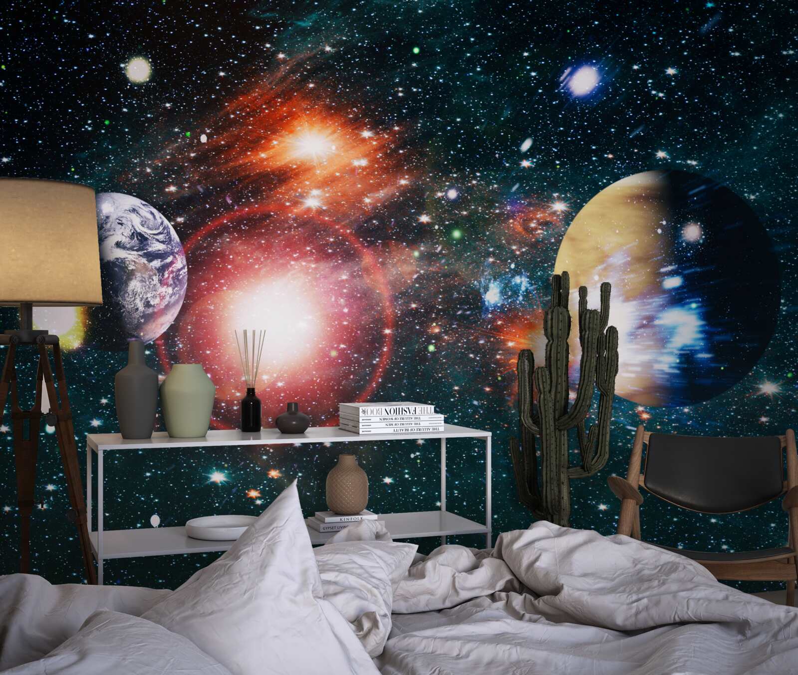 Fototapet un cer înstelat pe o noapte cețoasă