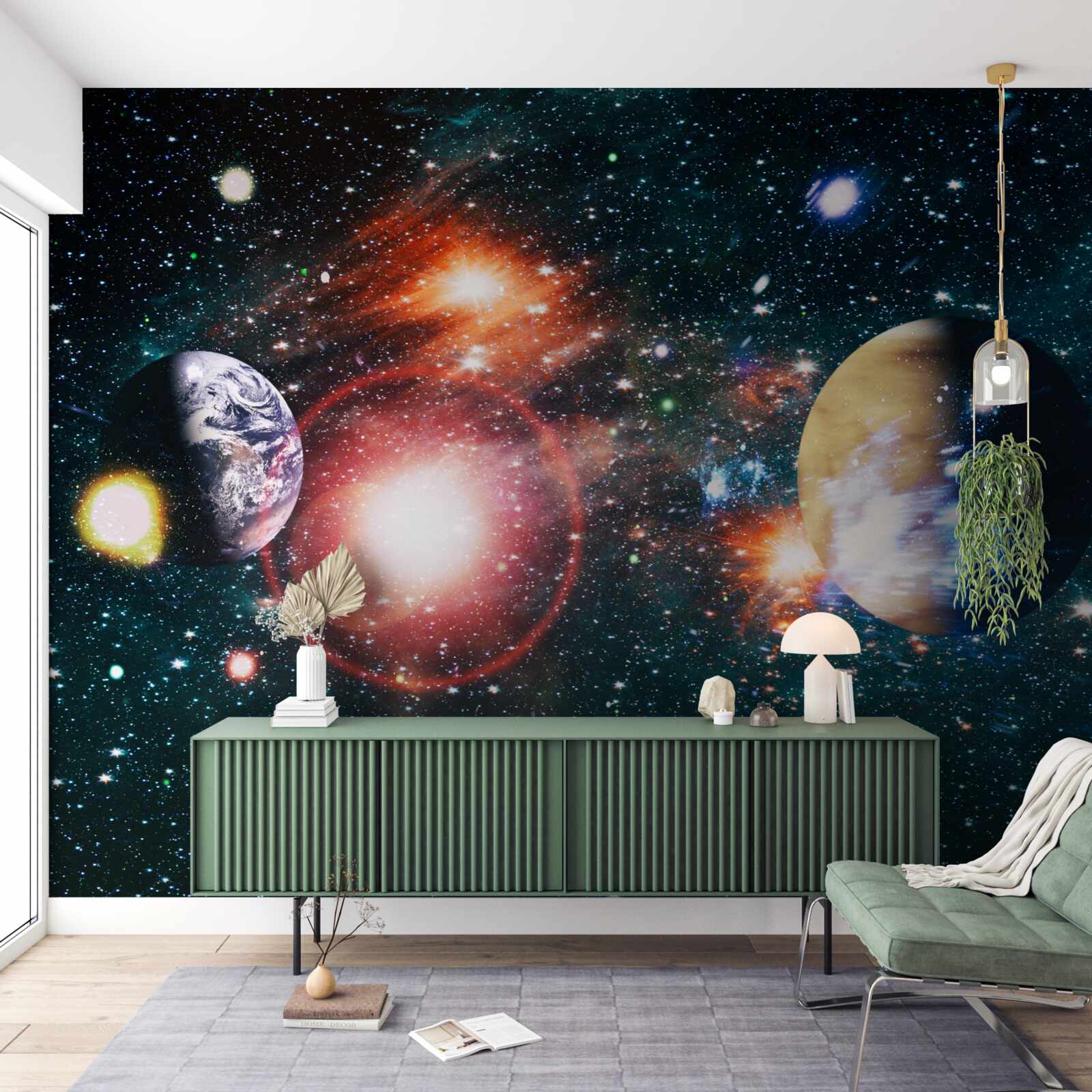 Fototapet un cer înstelat pe o noapte cețoasă