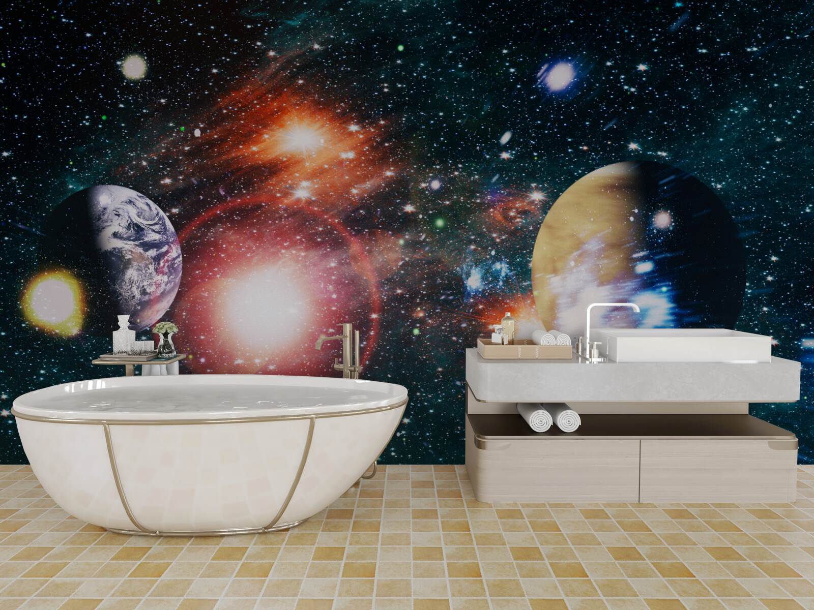 Fototapet un cer înstelat pe o noapte cețoasă