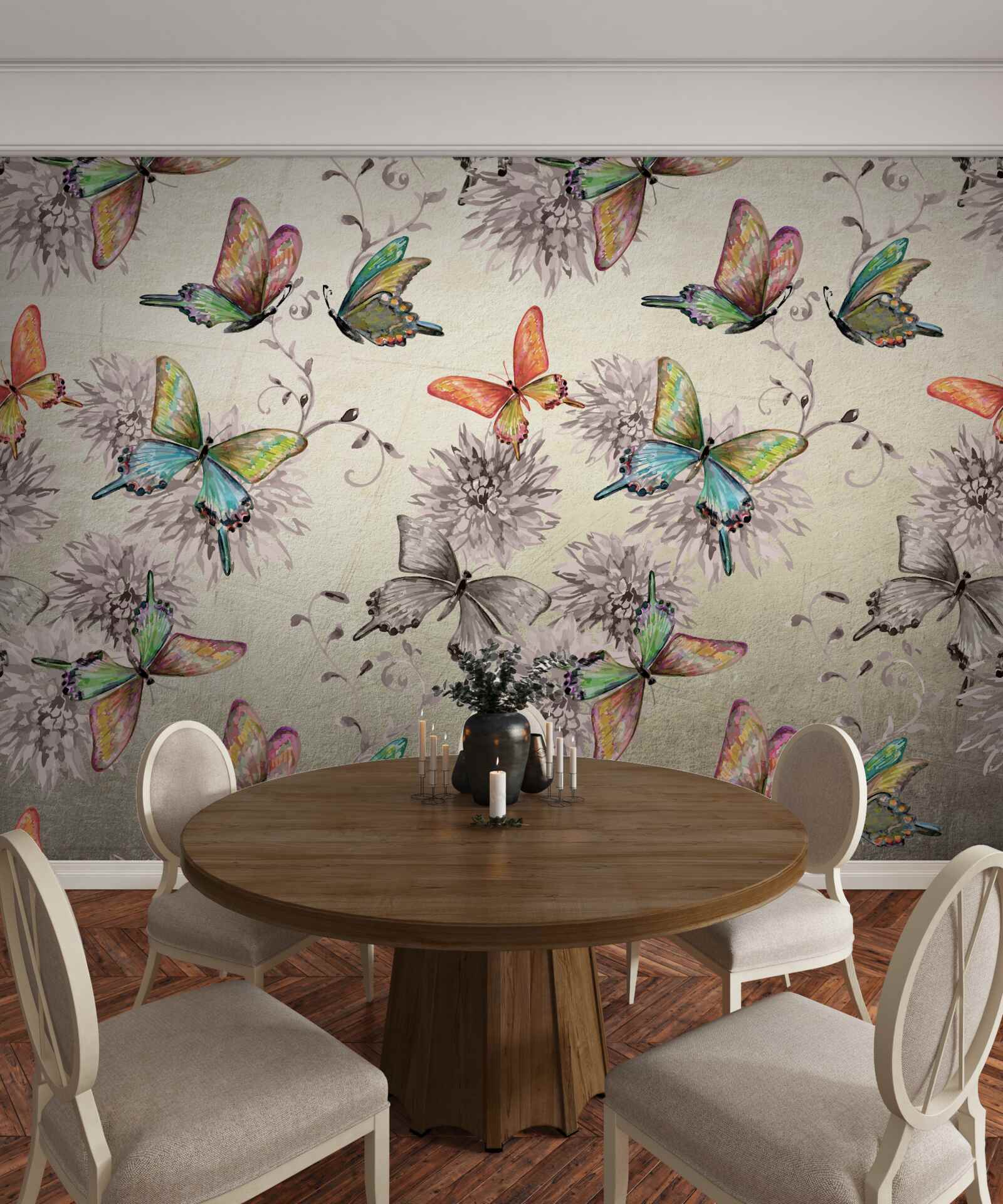 Fototapet sunt mulți fluturi, toți în culori diferite