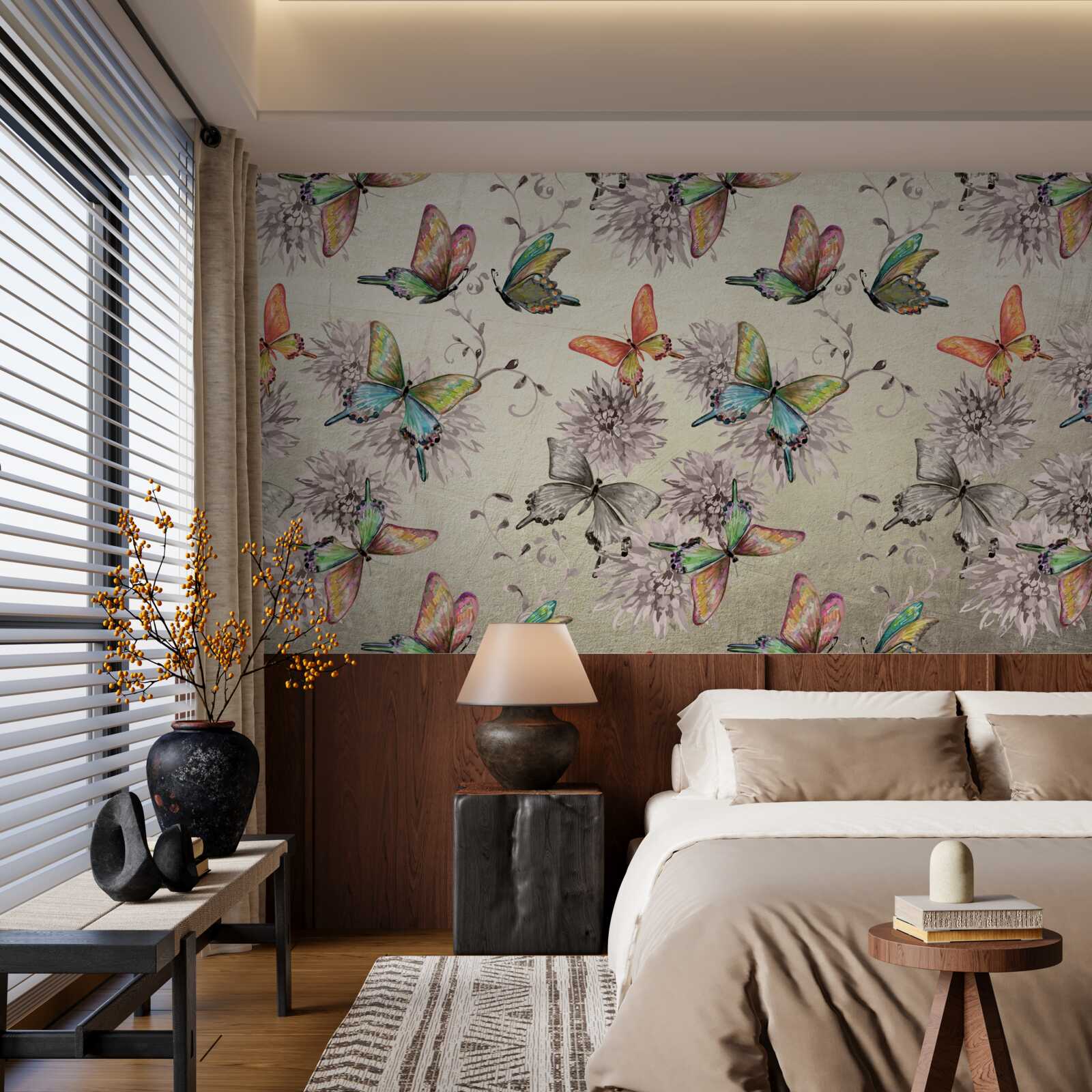 Fototapet sunt mulți fluturi, toți în culori diferite