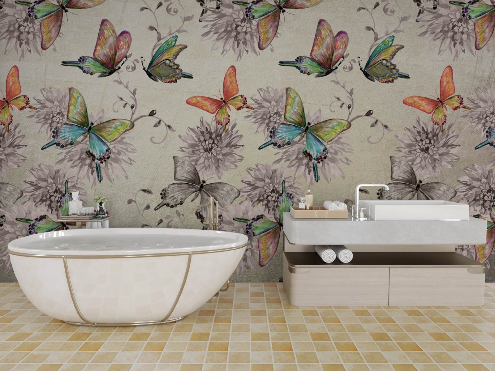 Fototapet sunt mulți fluturi, toți în culori diferite