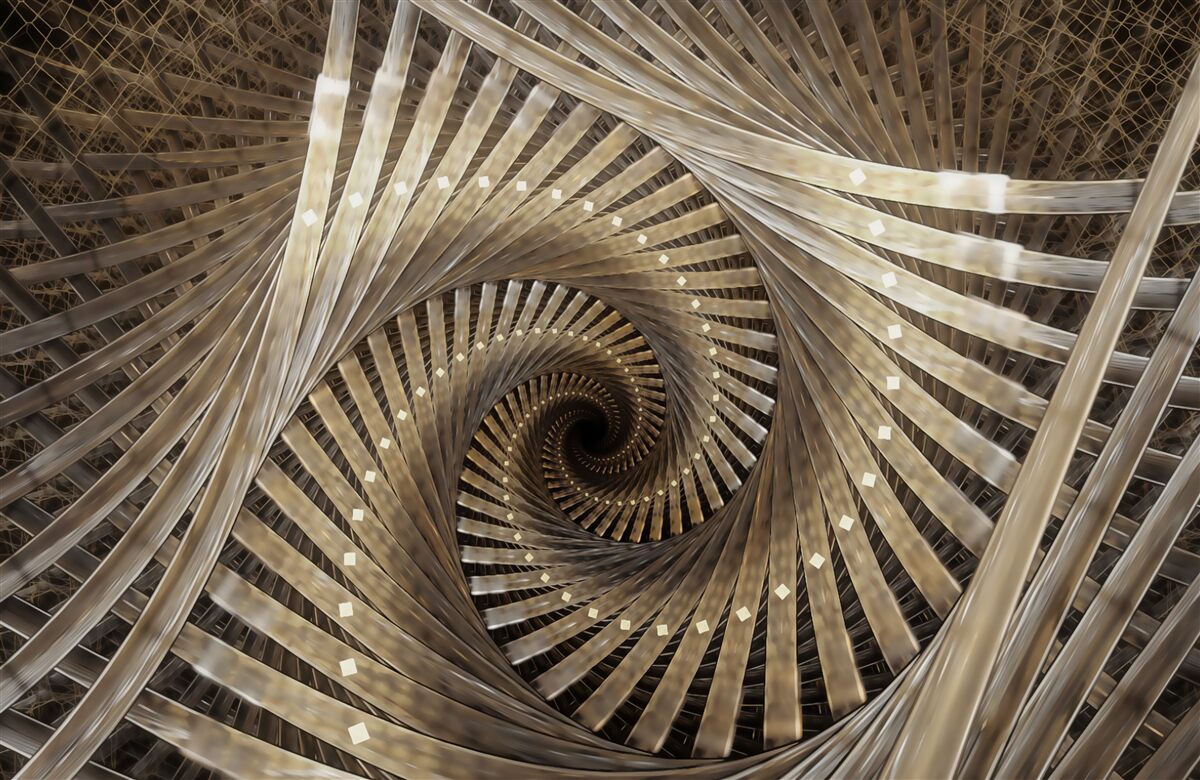 Fototapet scara circulară este vizibilă în perspectivă