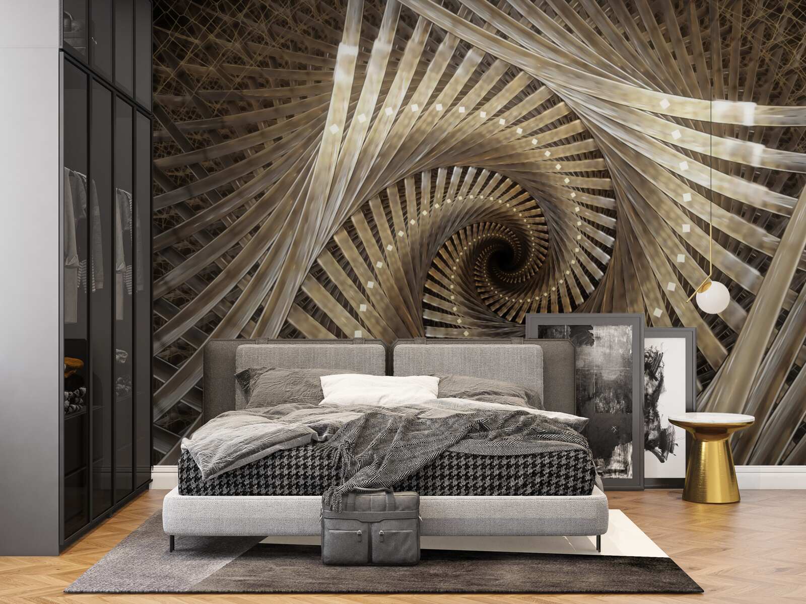 Fototapet scara circulară este vizibilă în perspectivă