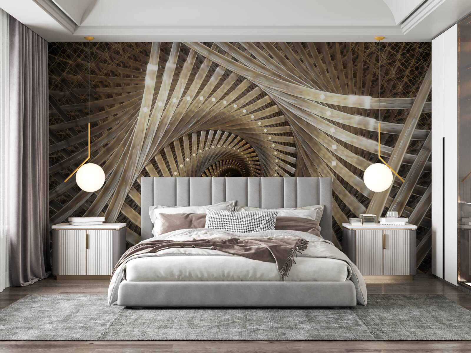 Fototapet scara circulară este vizibilă în perspectivă