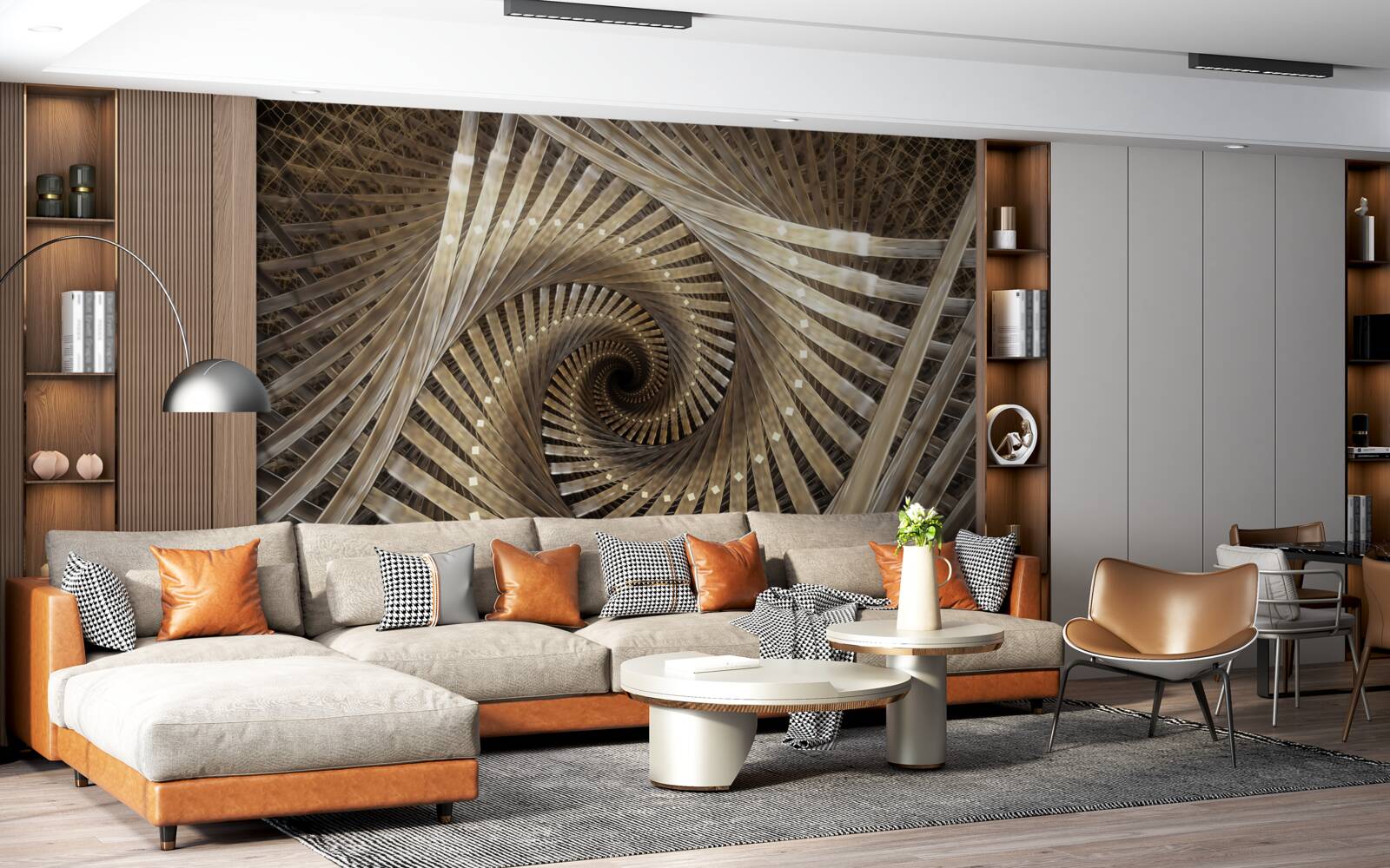 Fototapet scara circulară este vizibilă în perspectivă