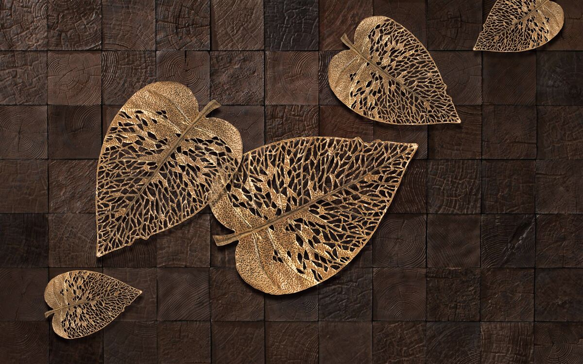 Fototapet frunze de metal maro