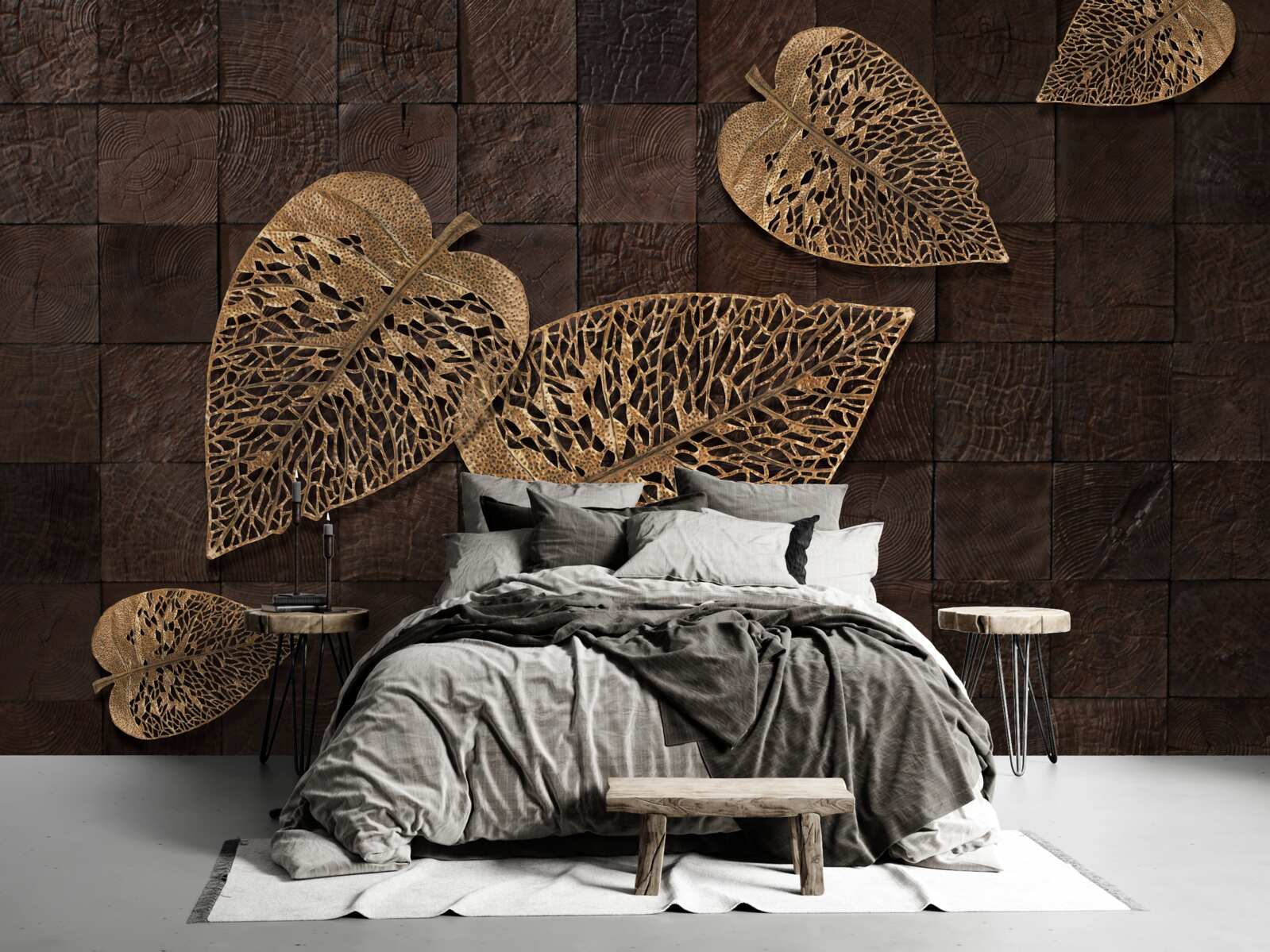 Fototapet frunze de metal maro