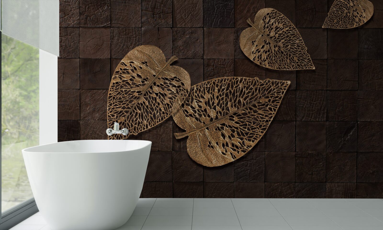 Fototapet frunze de metal maro