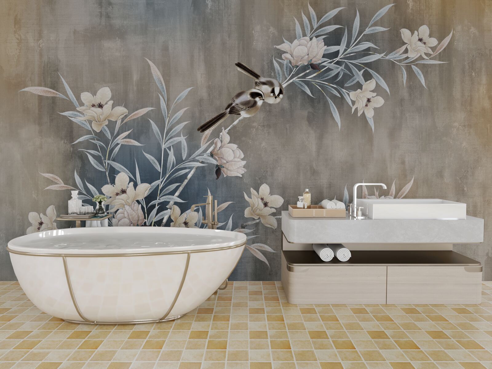 Fototapet flori de toamnă pe pajiște