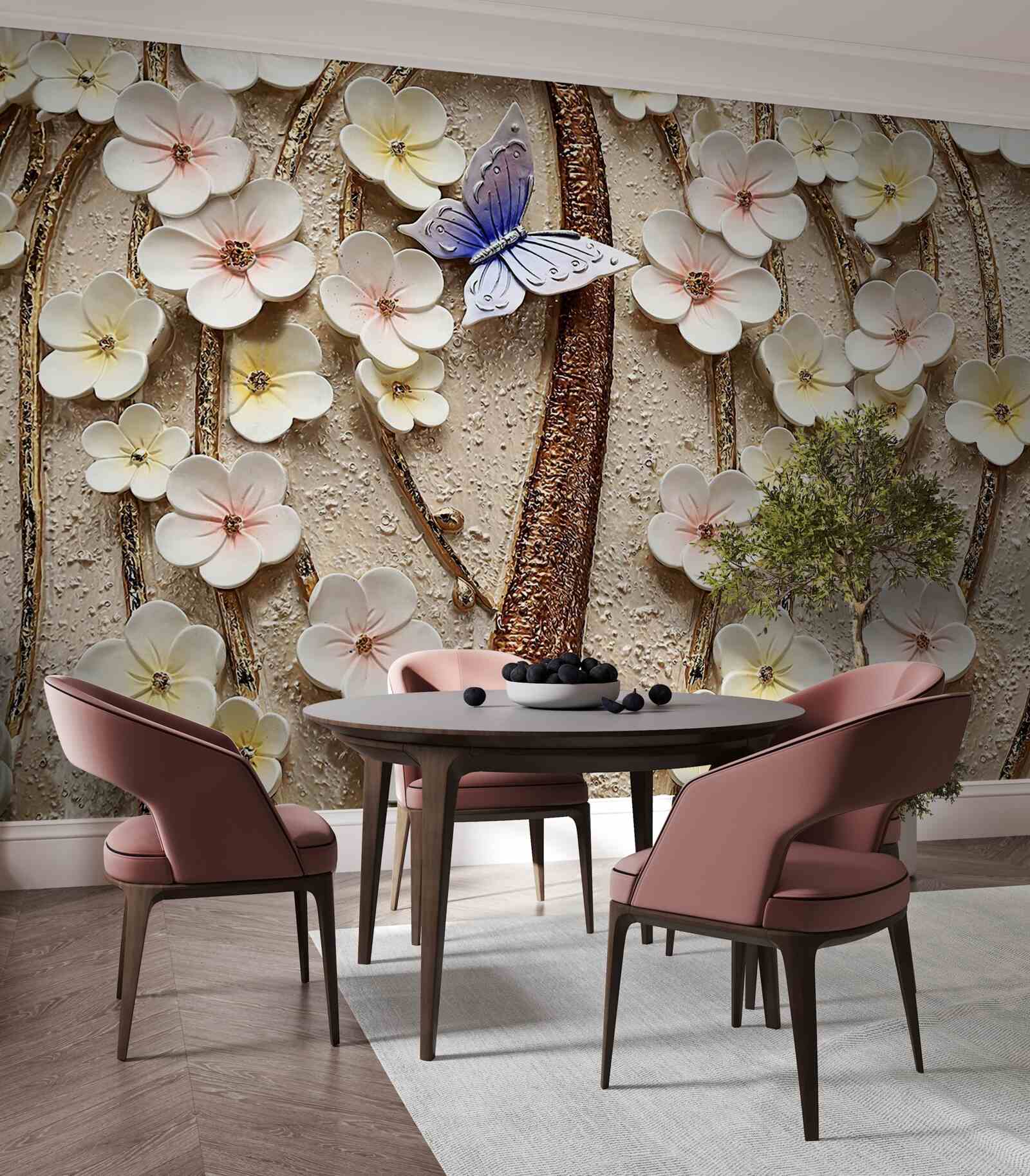 Fototapet muguri moi și fluture albastru