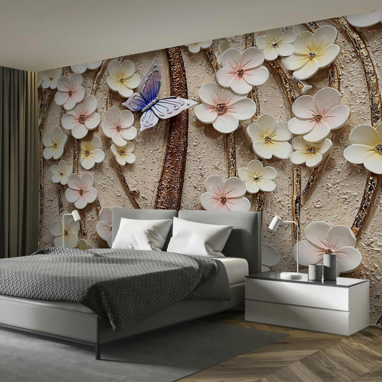 Fototapet muguri moi și fluture albastru