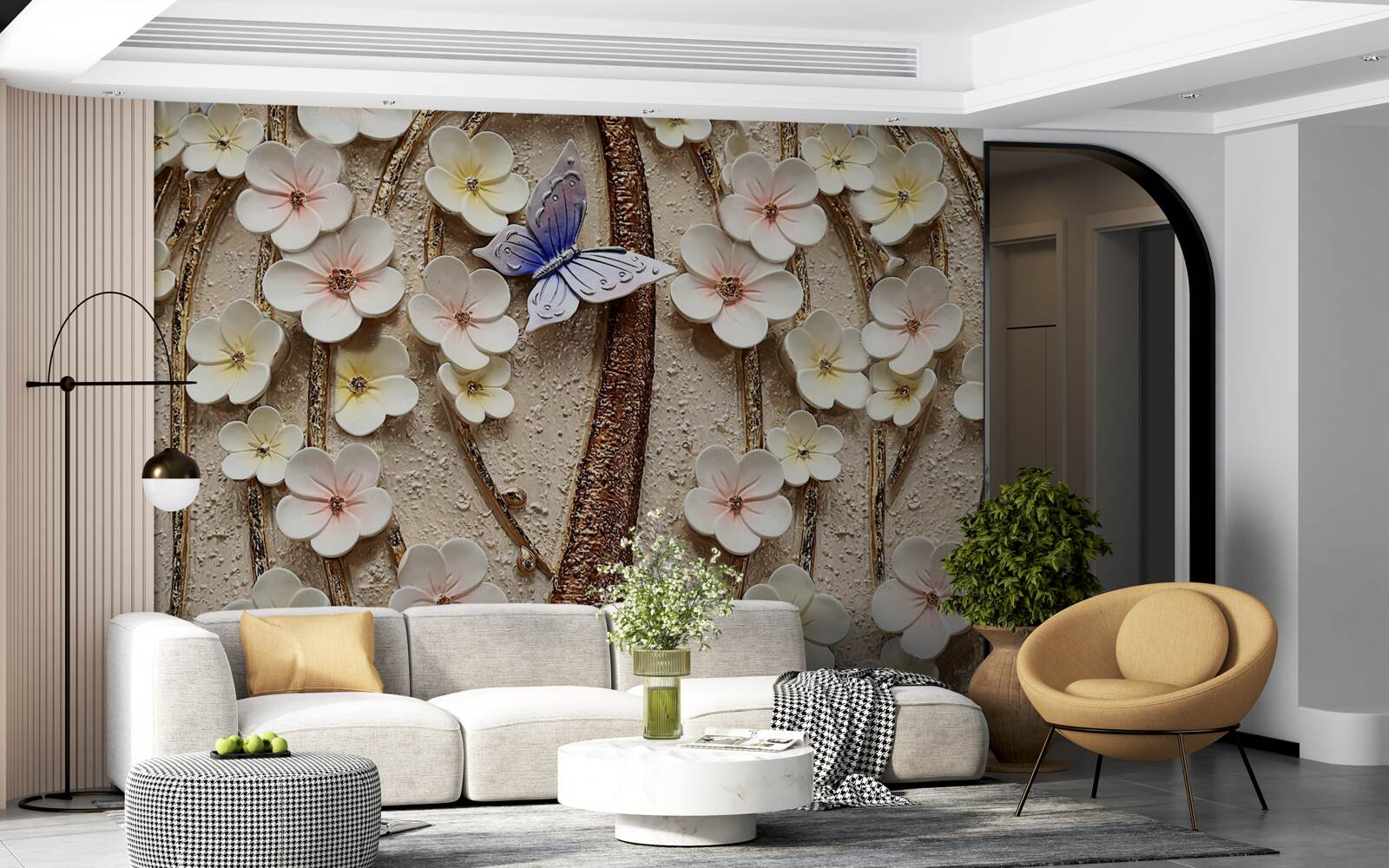 Fototapet muguri moi și fluture albastru