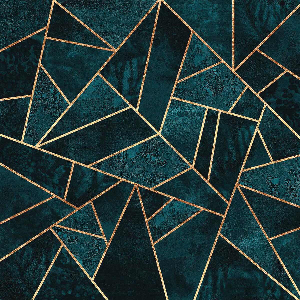 Fototapet mozaic în tonuri de smarald și auriu
