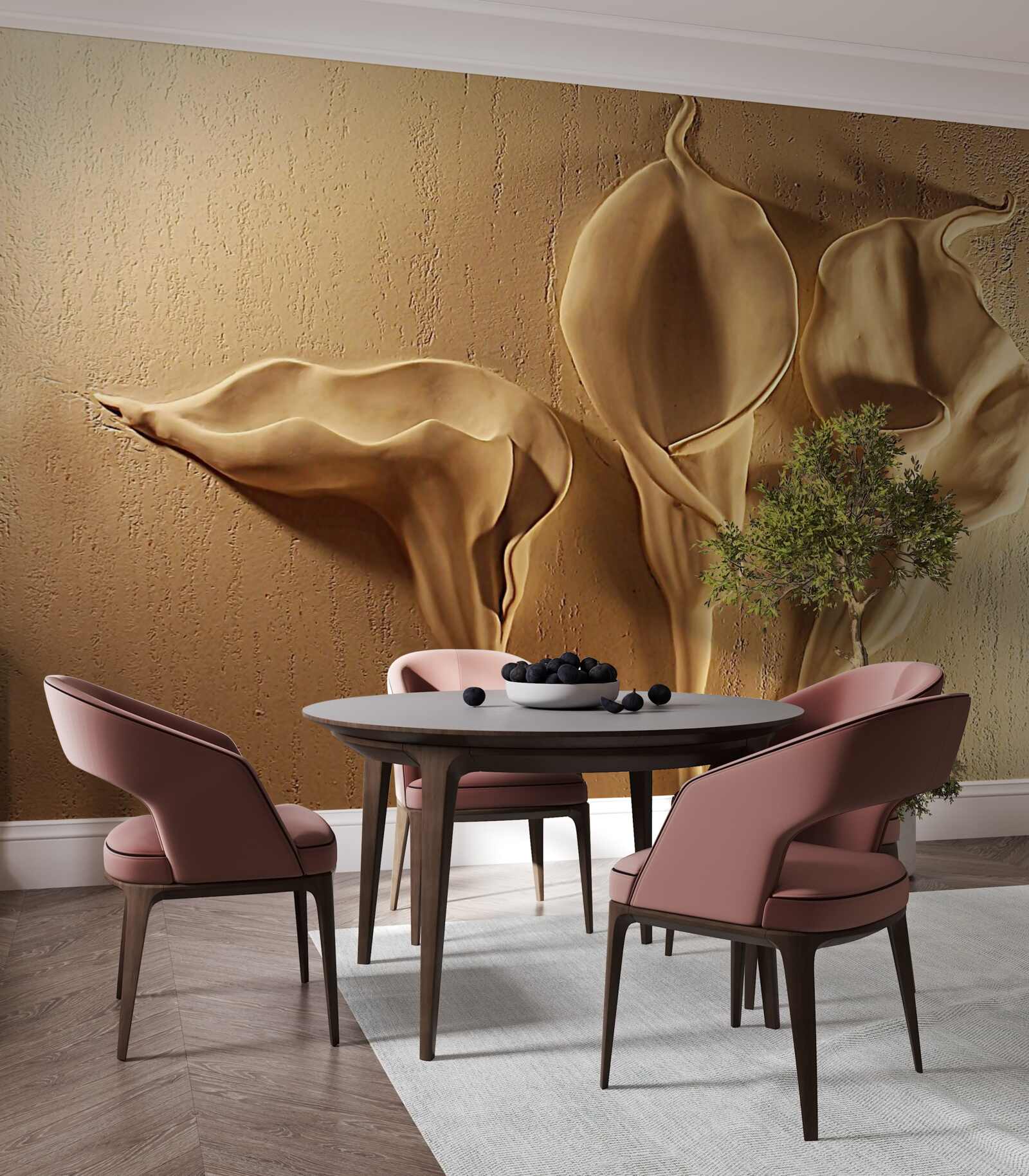 Fototapet crini calla din nisip pe perete