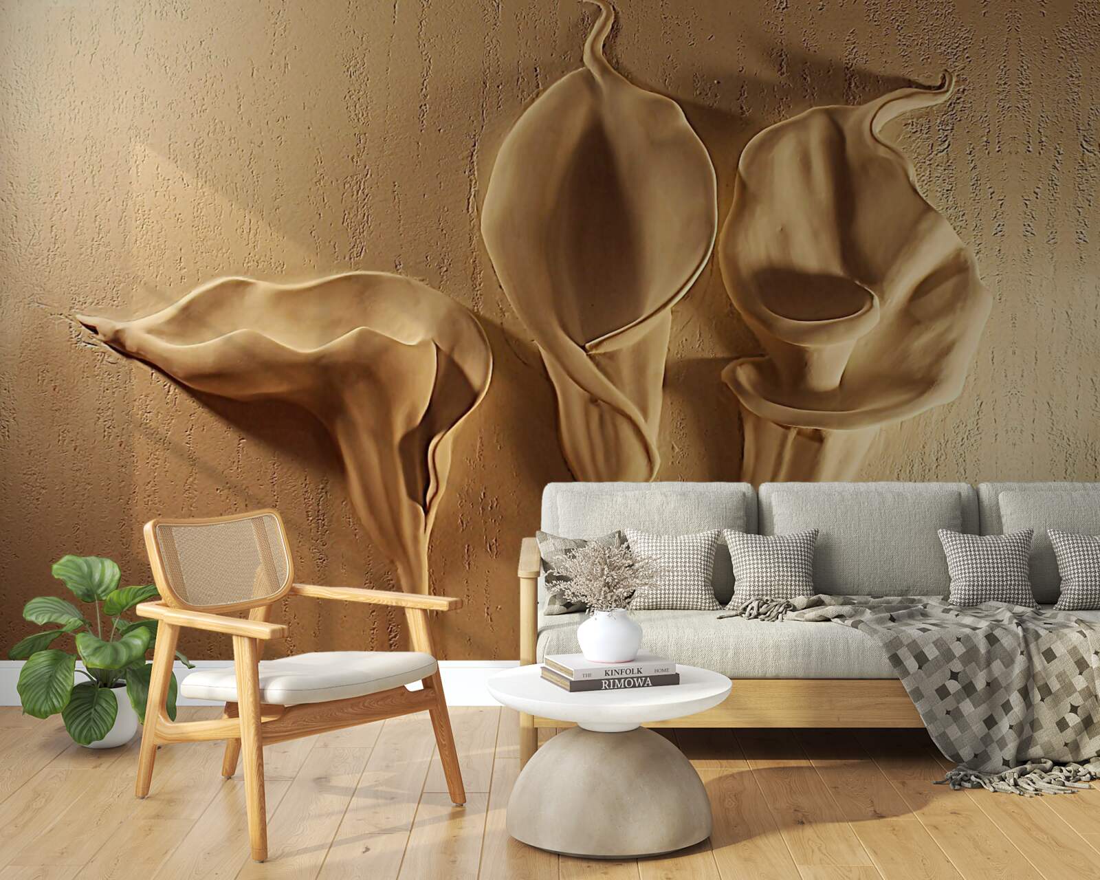 Fototapet crini calla din nisip pe perete