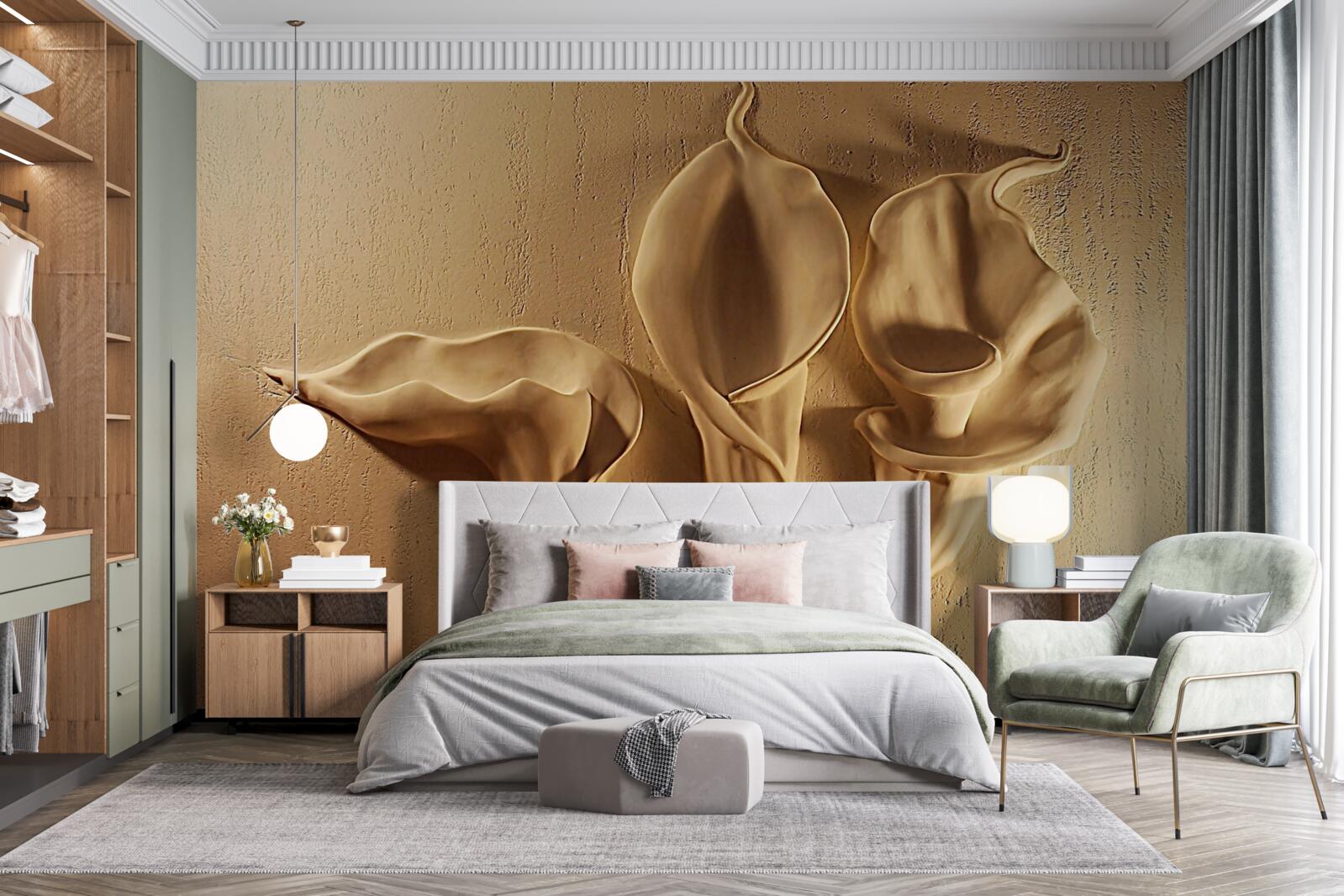 Fototapet crini calla din nisip pe perete