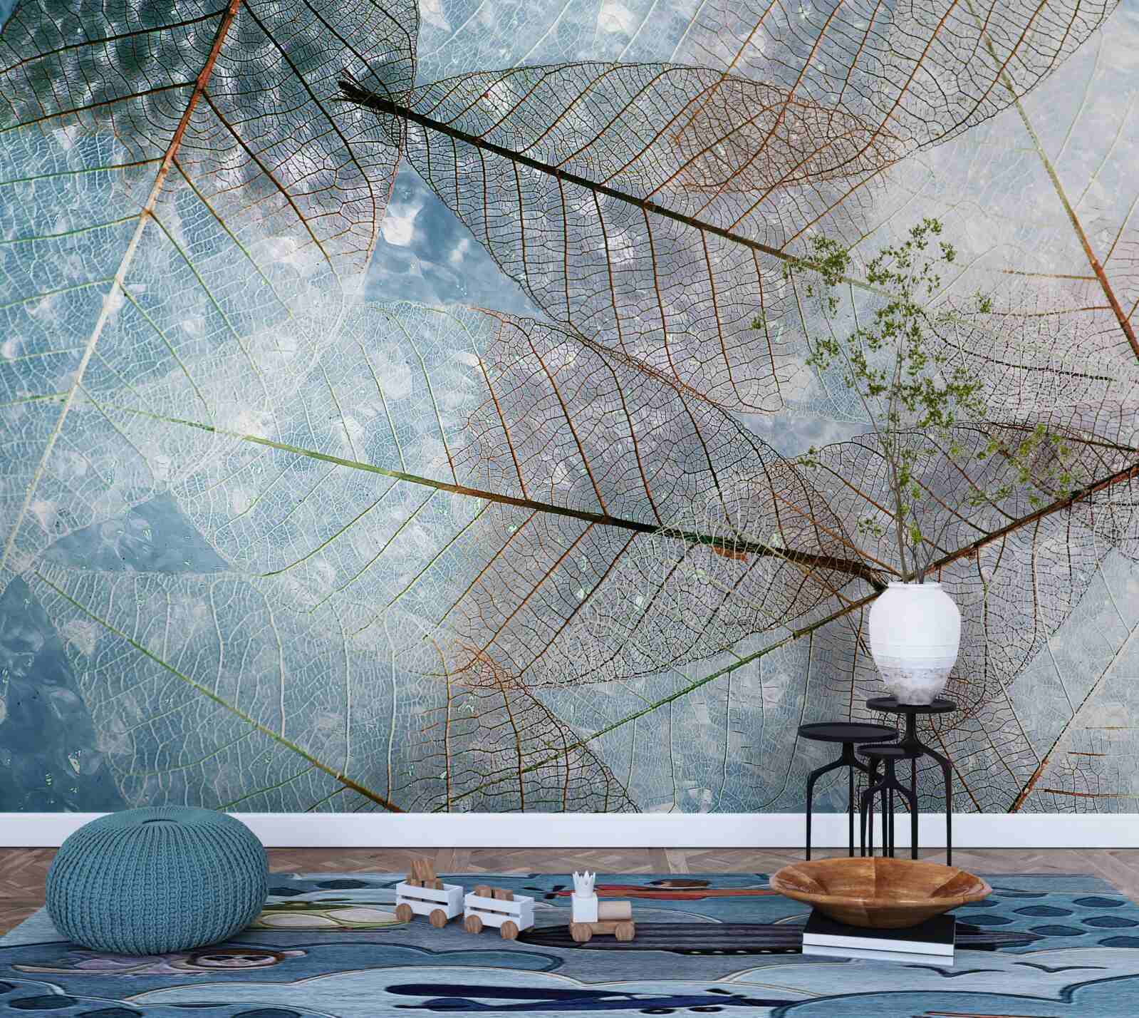 Fototapet frunze transparente pe cer