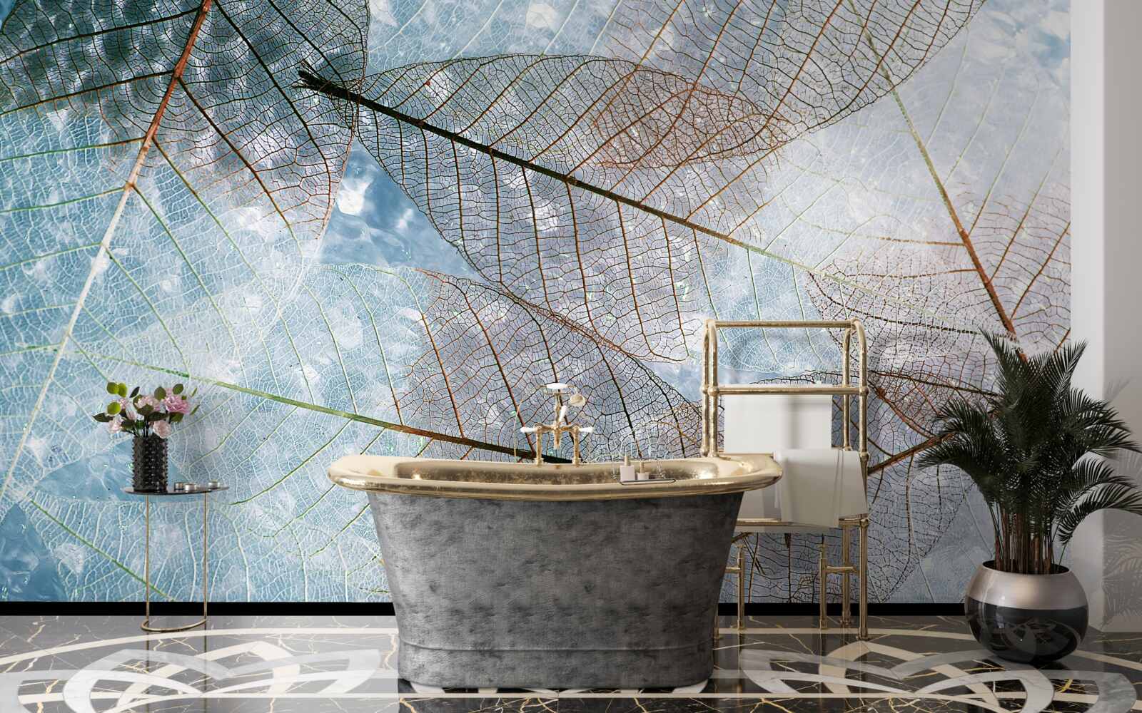 Fototapet frunze transparente pe cer